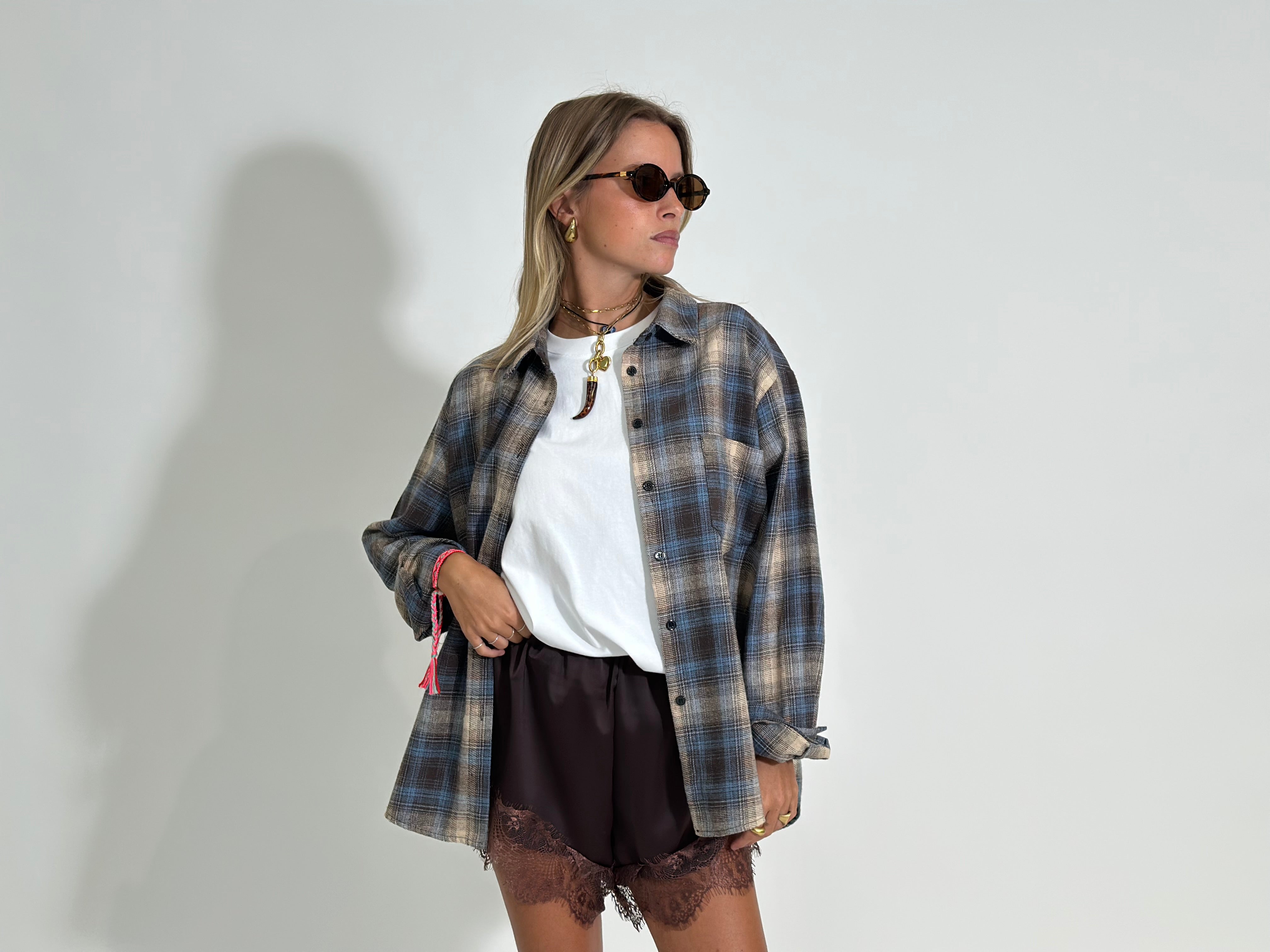 Camicia madras 2735 AZZURRO