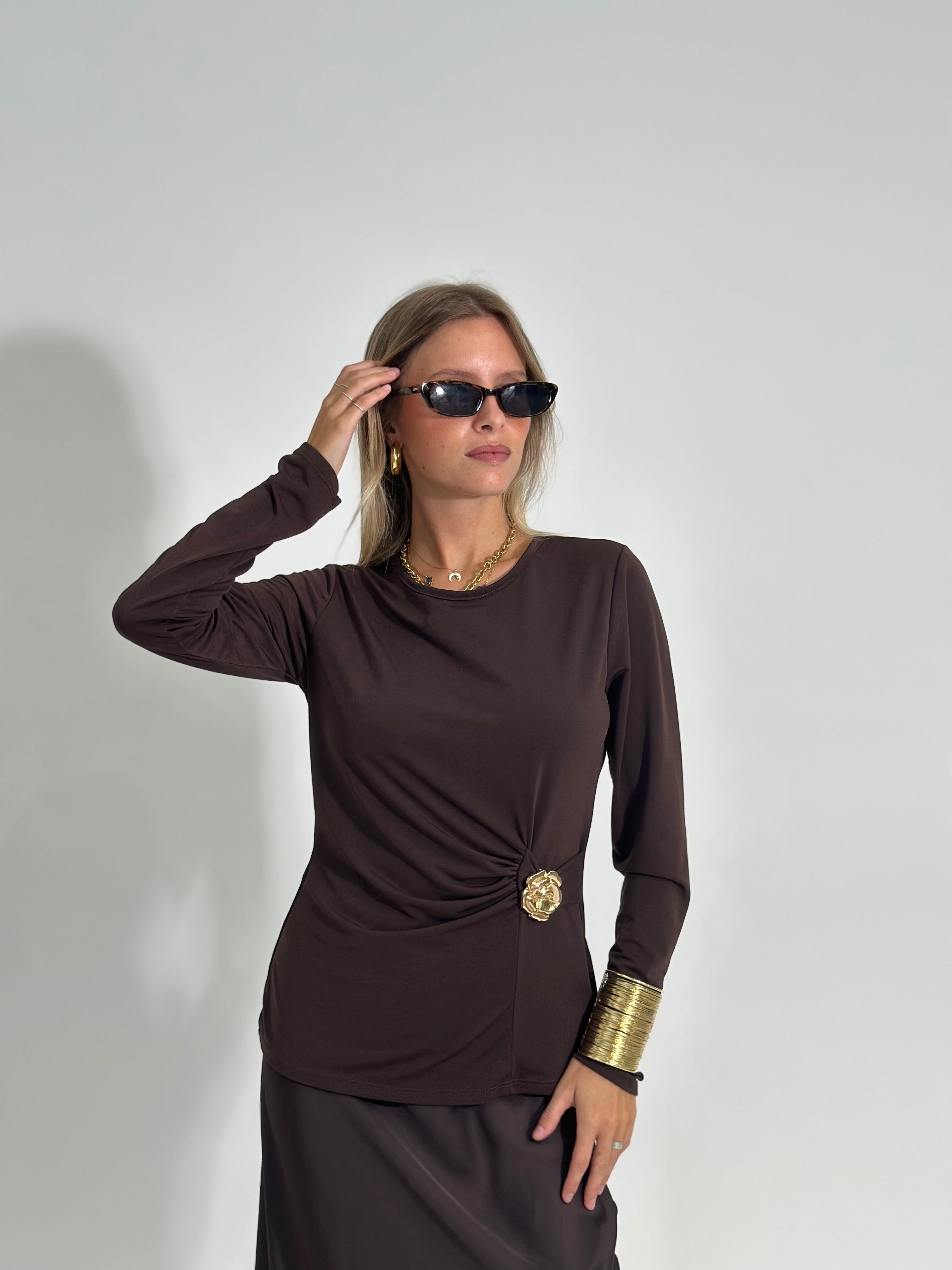 Maglia drappeggio 10367 MARRONE