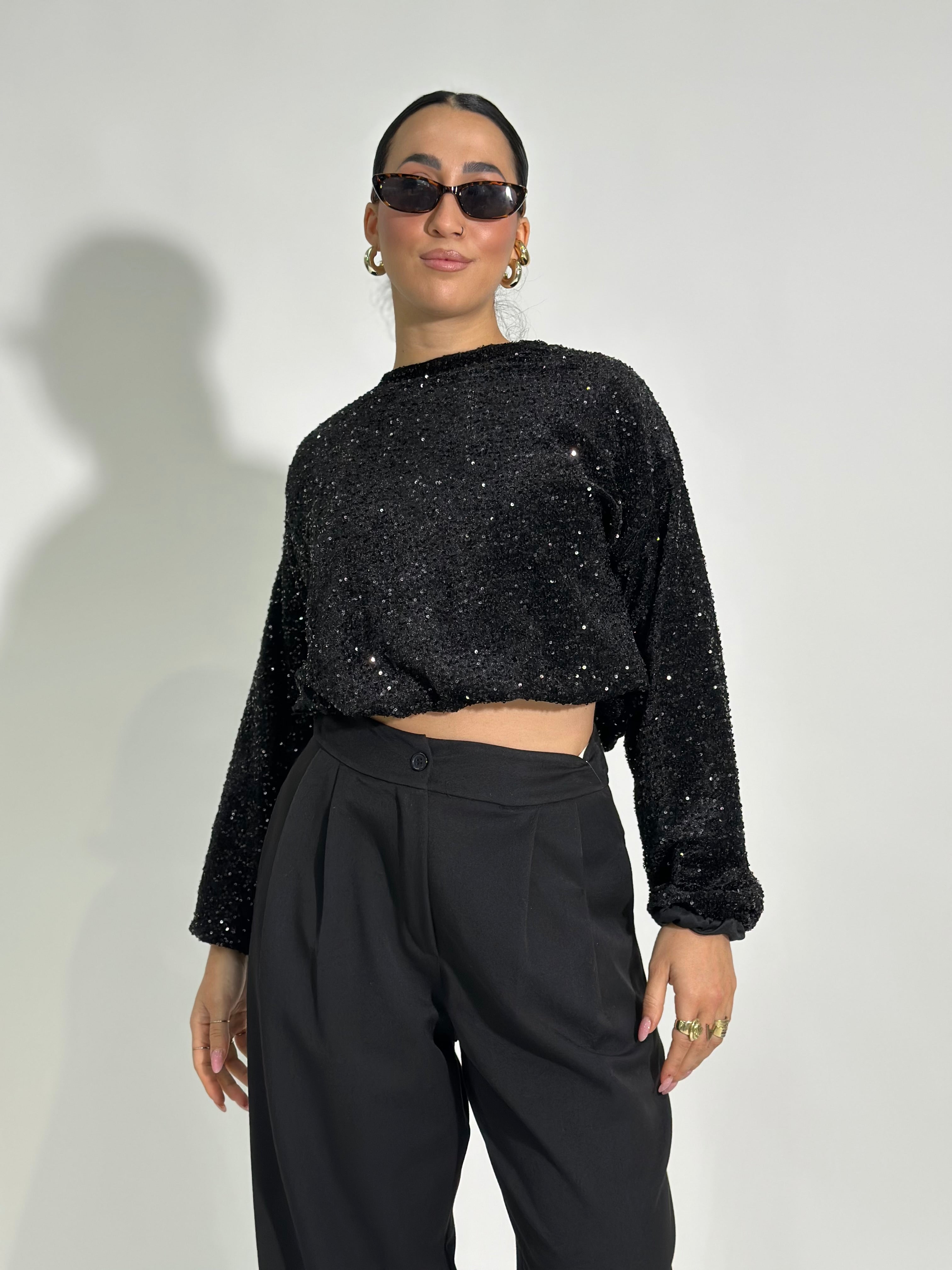 Maglia paillettes 90225 NERO