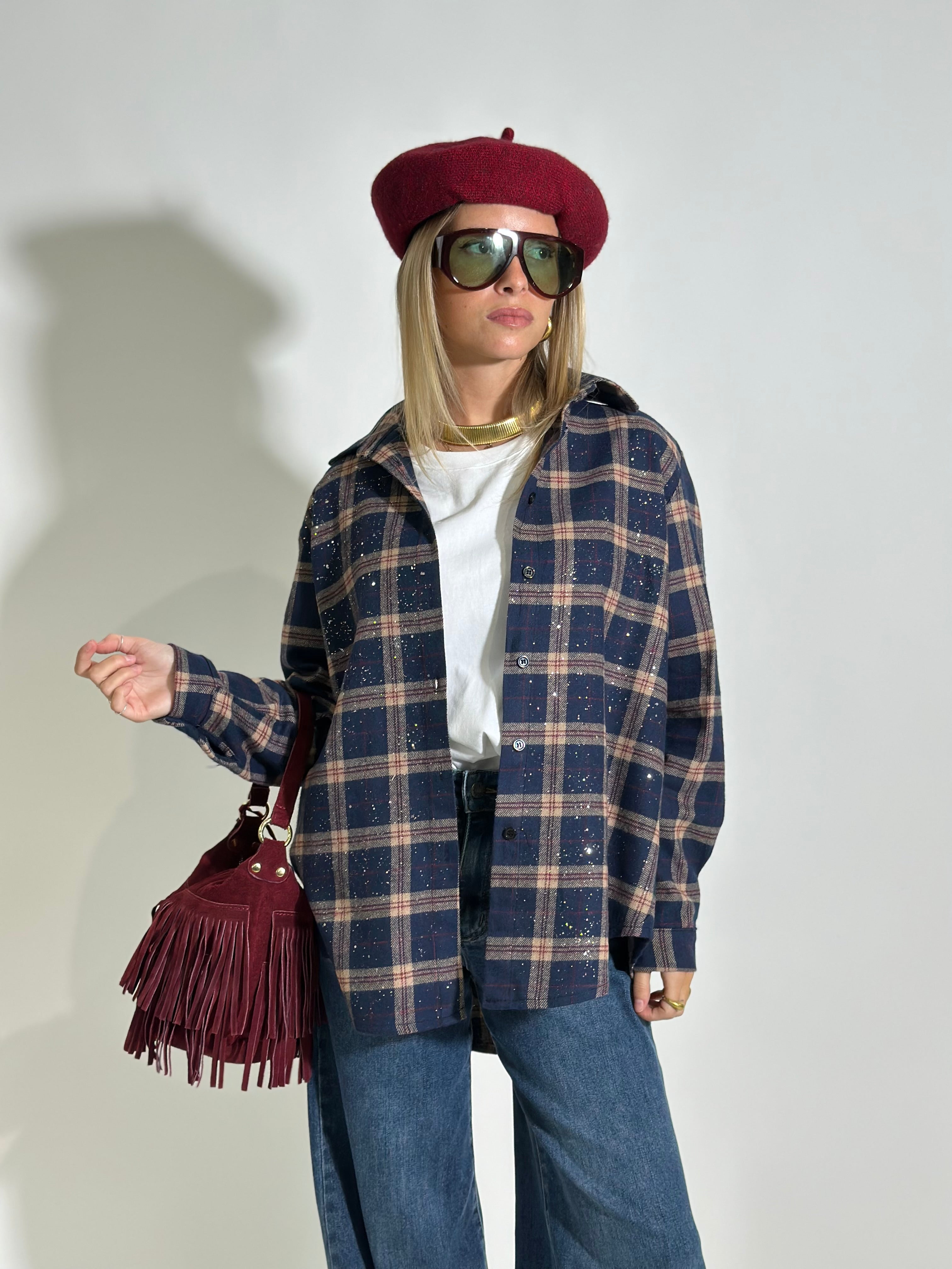 Camicia quadri strass A35