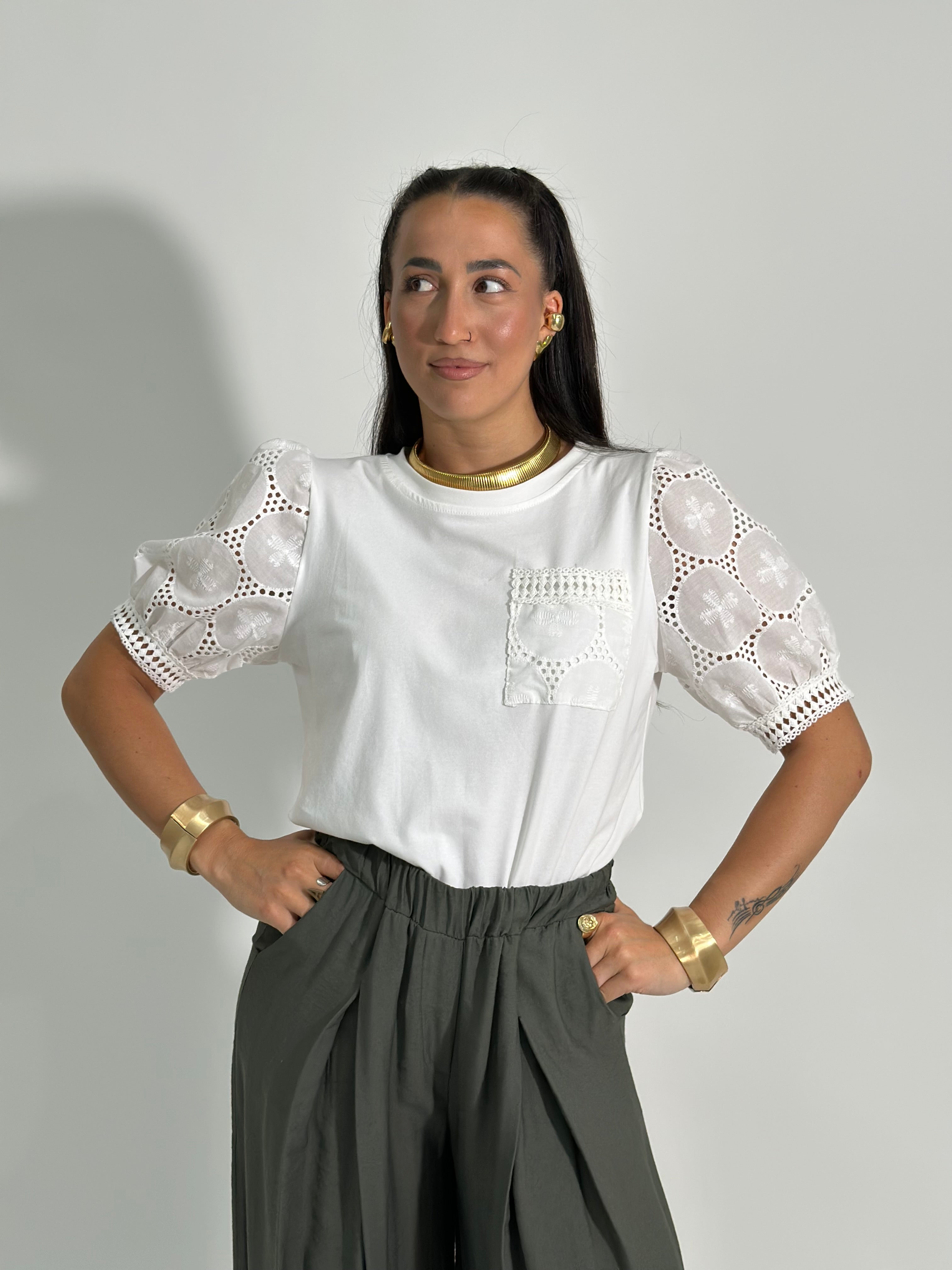 Maglia maniche sangallo 4684