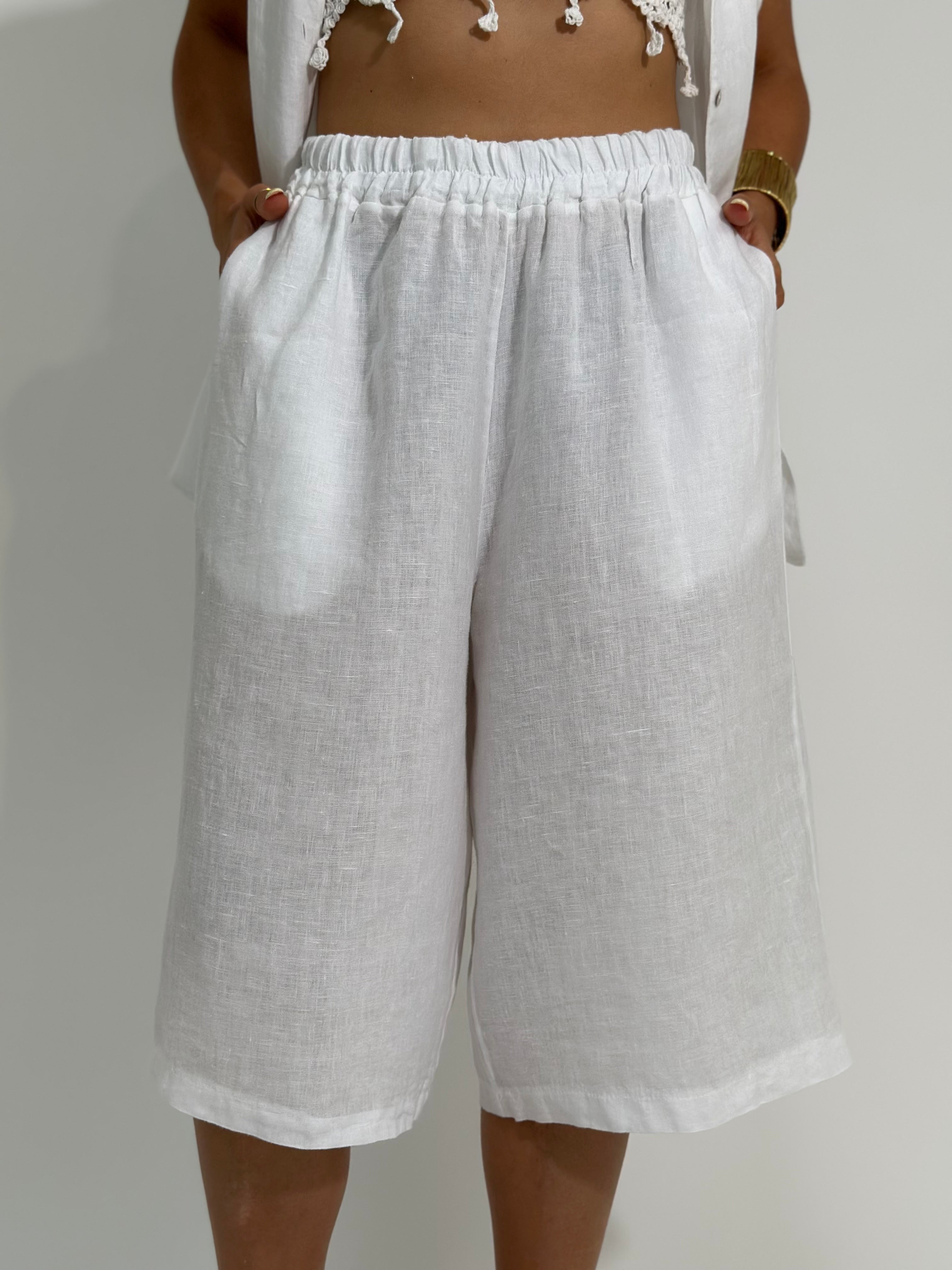Bermuda maxi lino 7305 BIANCO