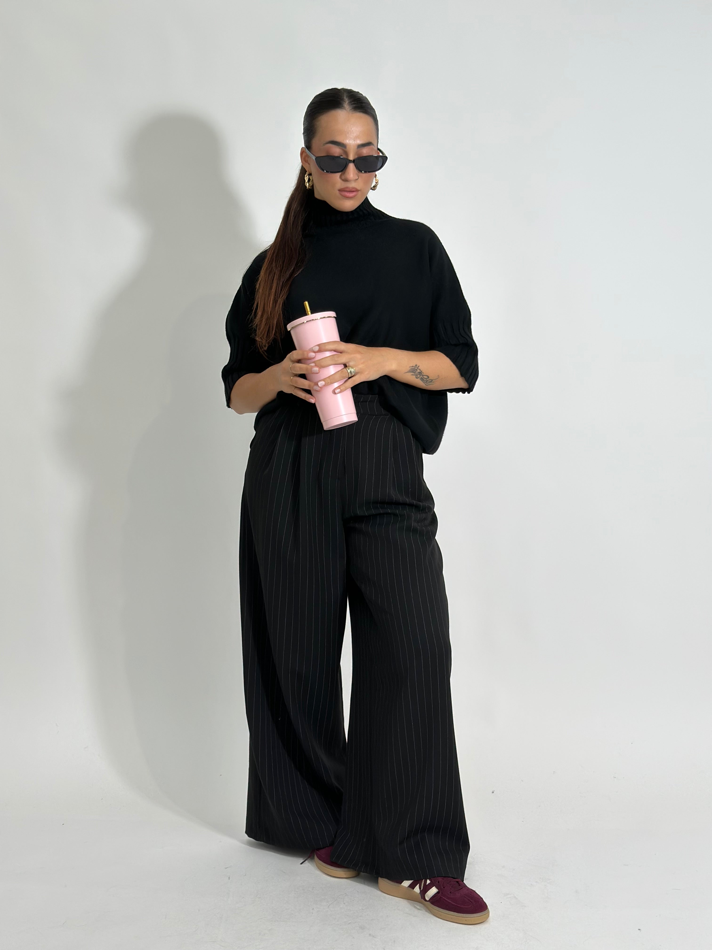 Pantalone gessato 7158 NERO