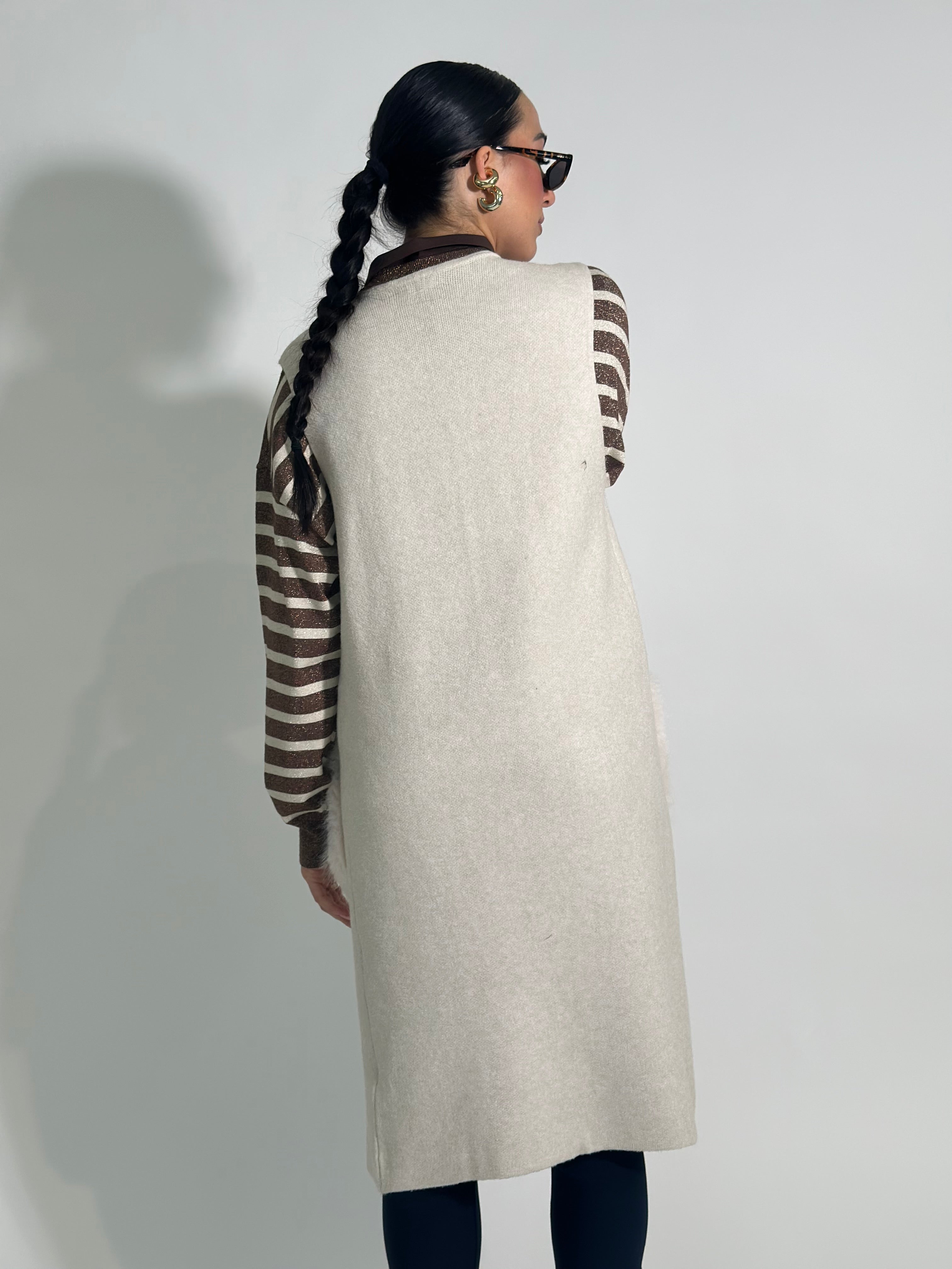 Maglia gilet maxi fluffy C689