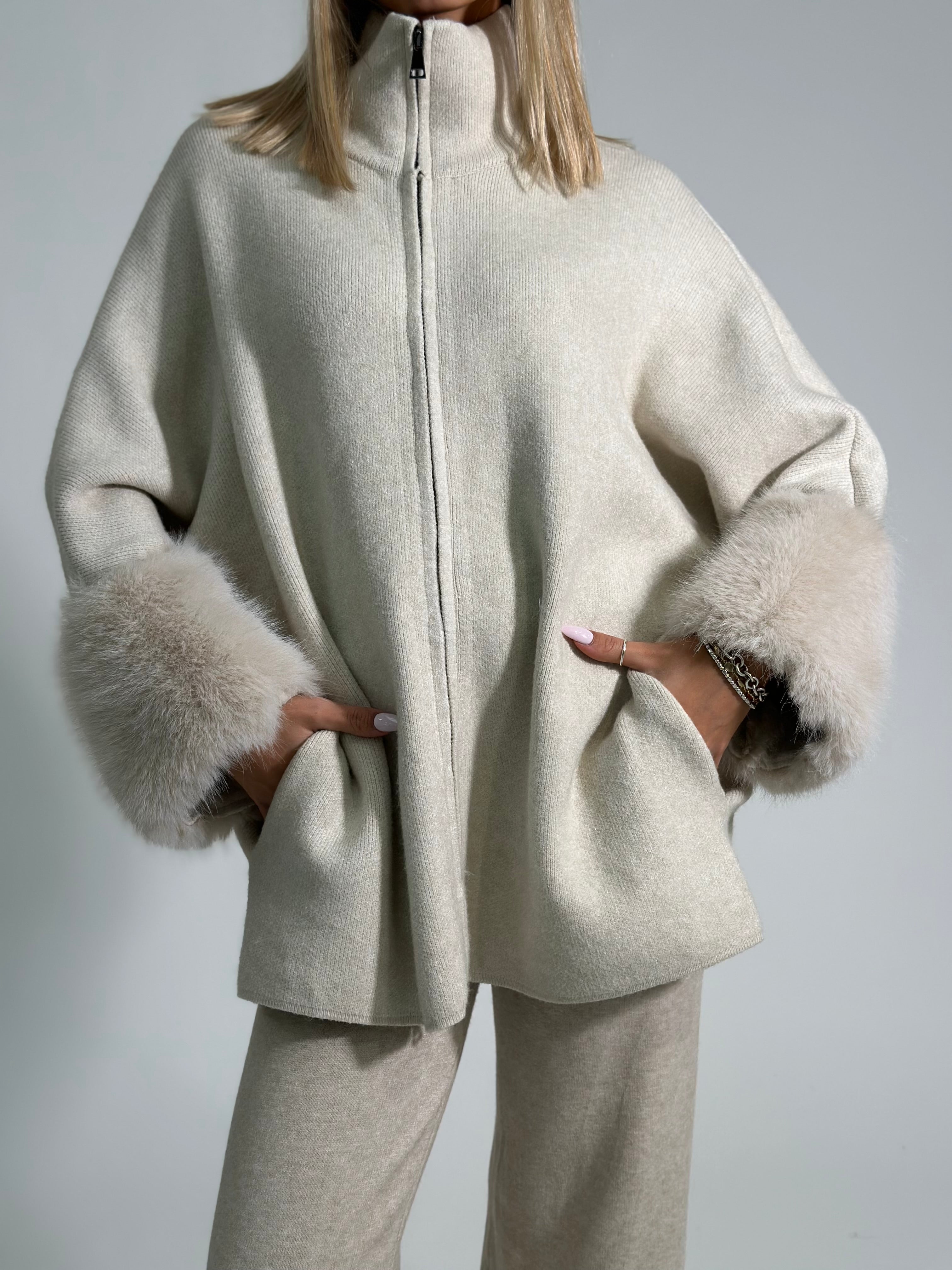 Maglia zip C686 ECRU