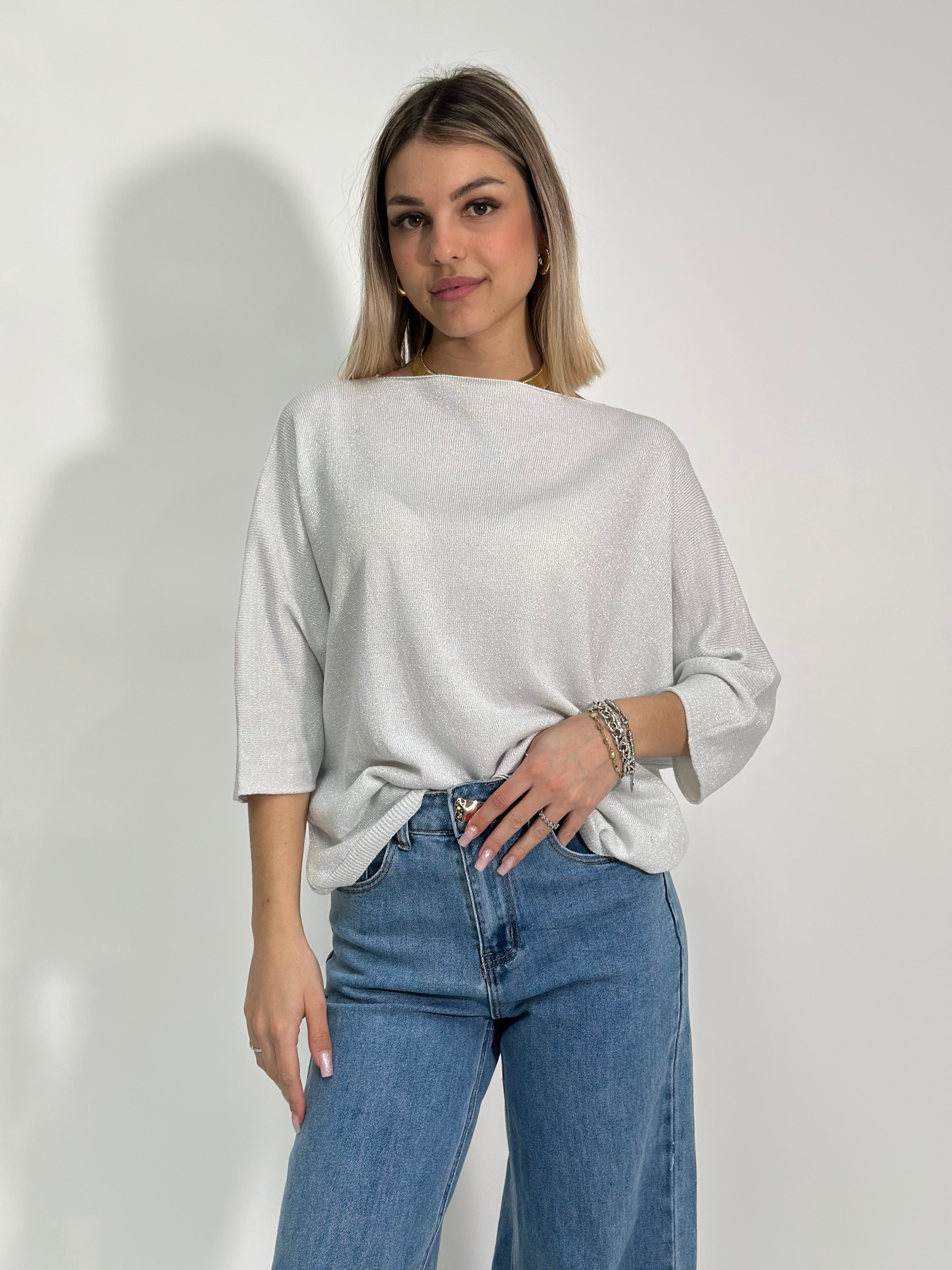 Maglia lurex scollo barca 3161