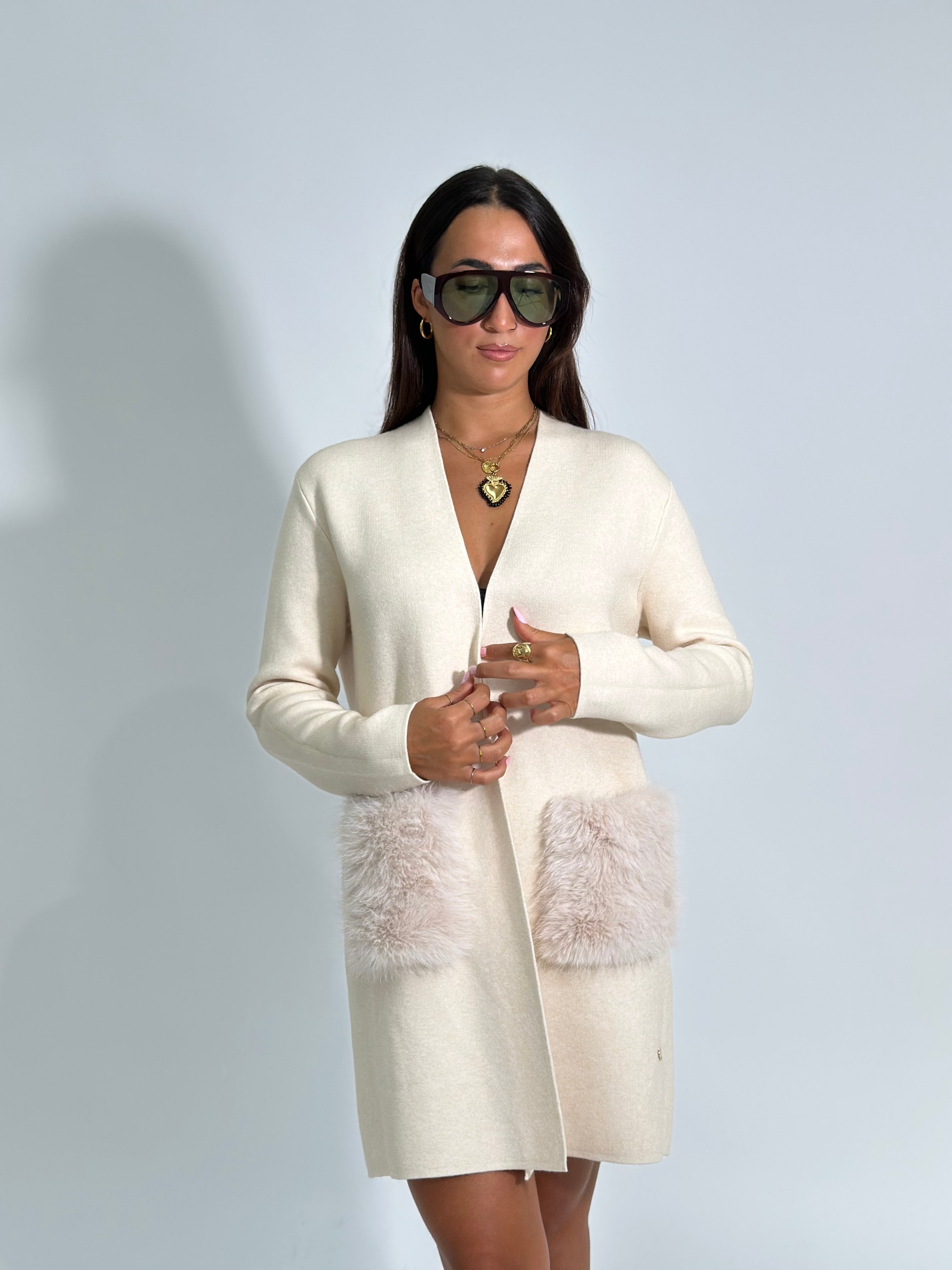 Cardigan tasche 60669 PANNA