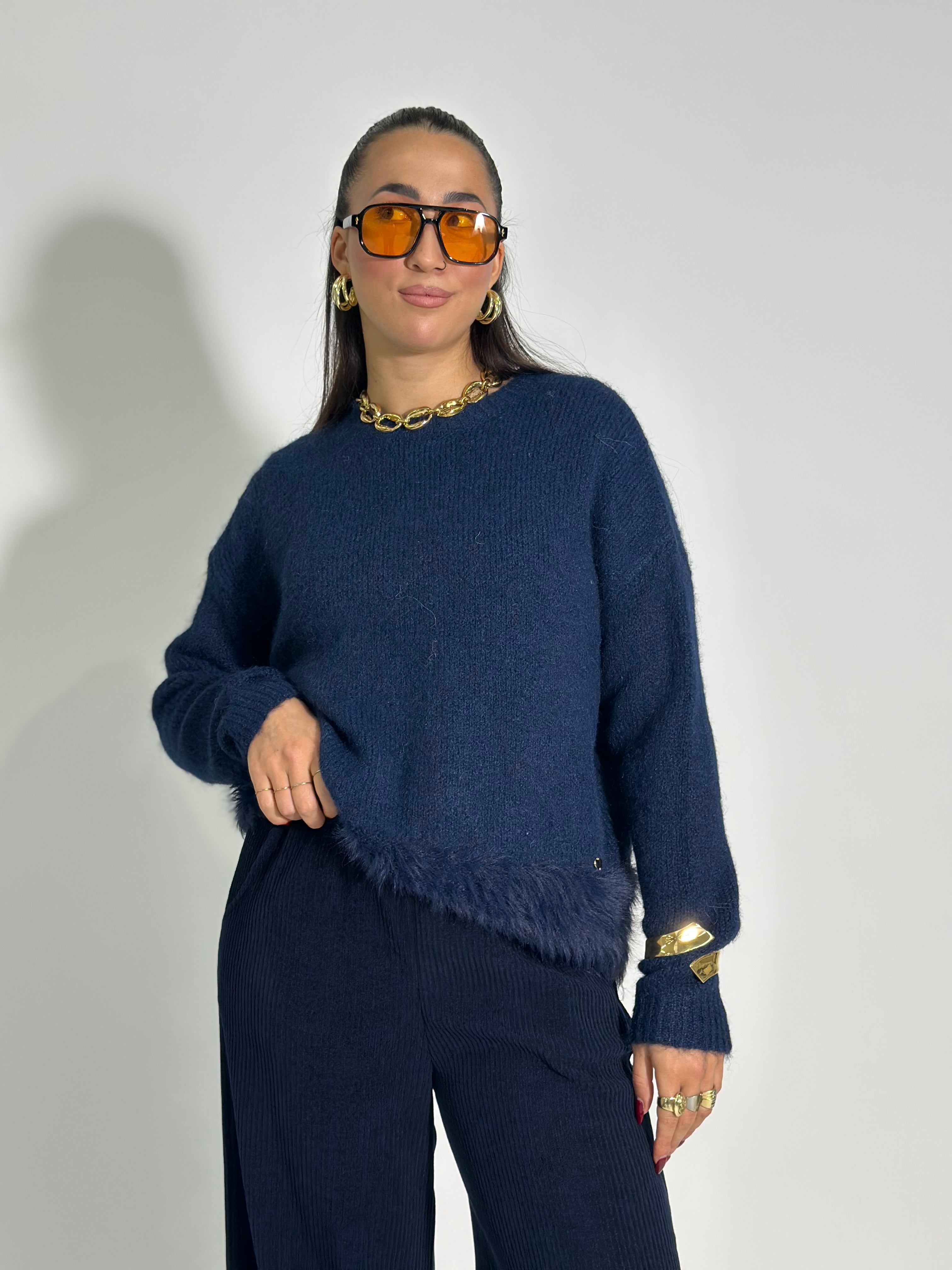 Maglia mohair J28133 BLU