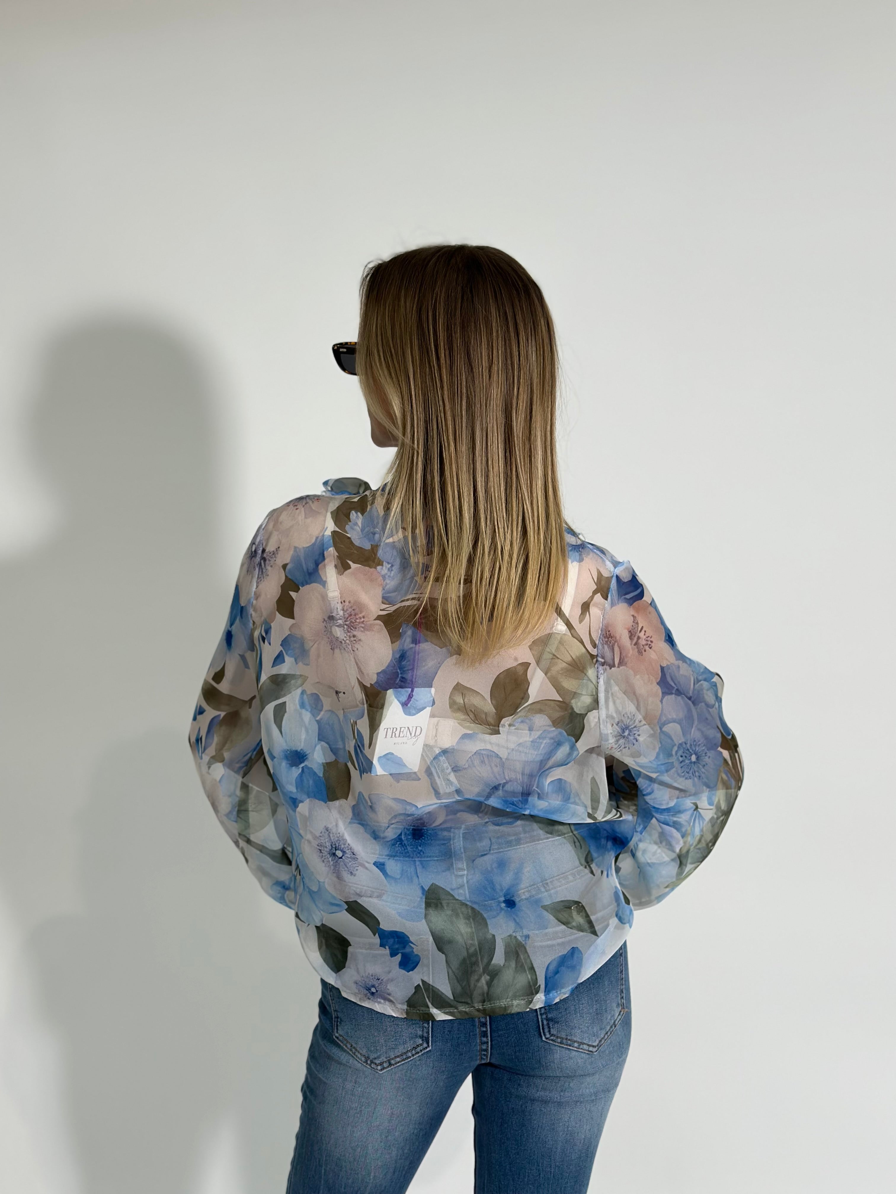Camicia fiori 3692 AZZURRO