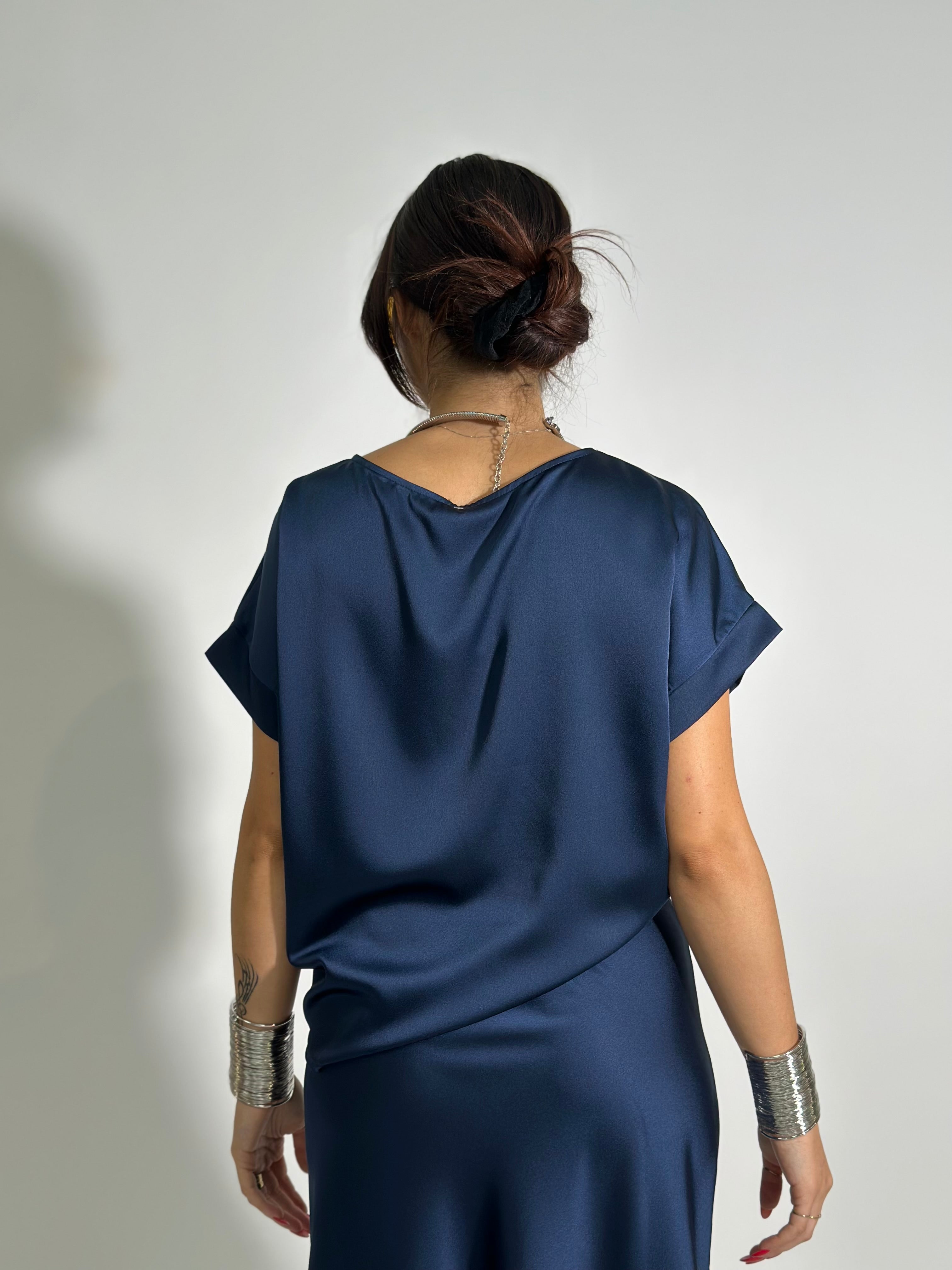 Camicia satin 1588 BLU
