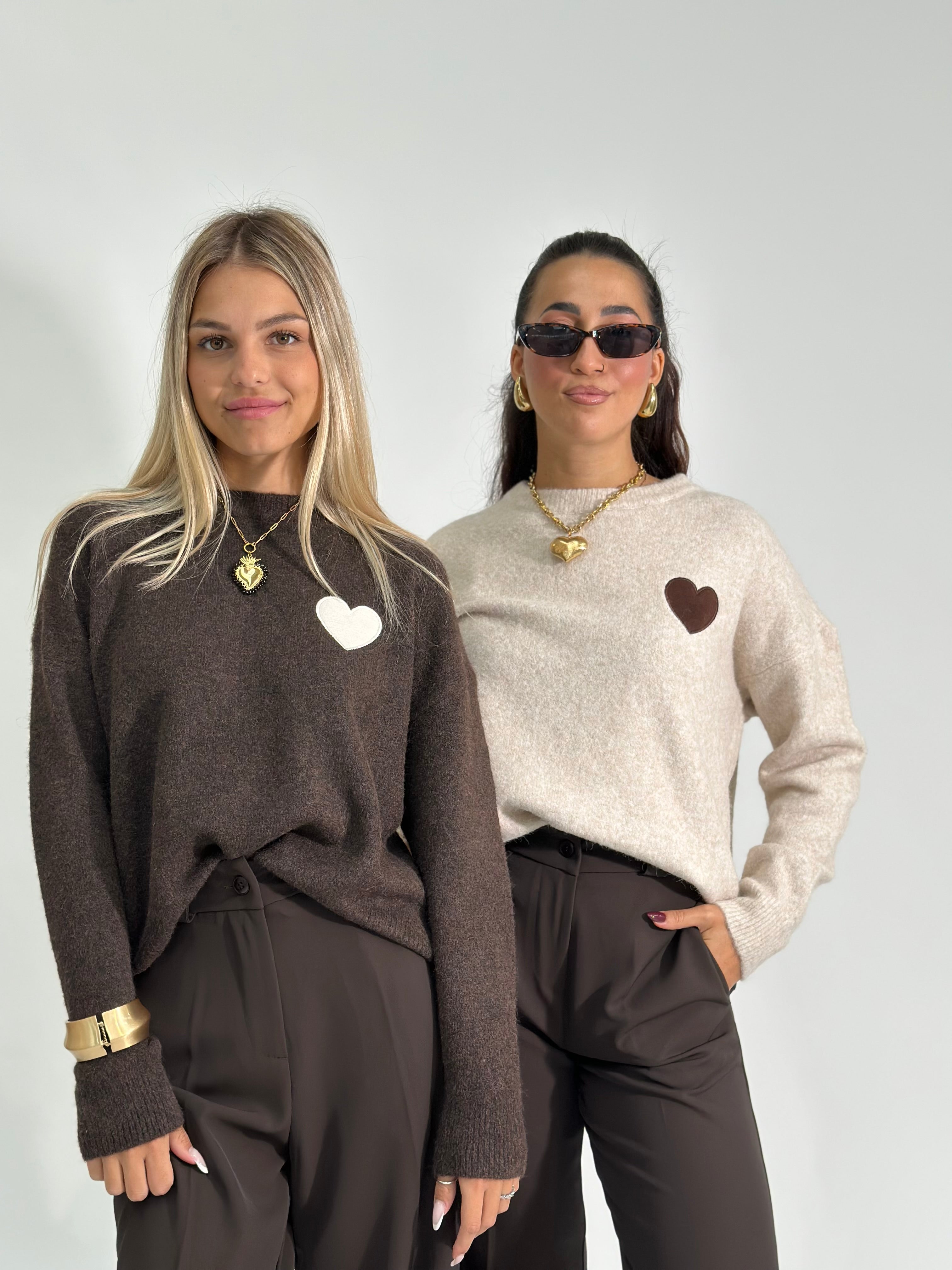 Maglia cuore 2583 ECRU