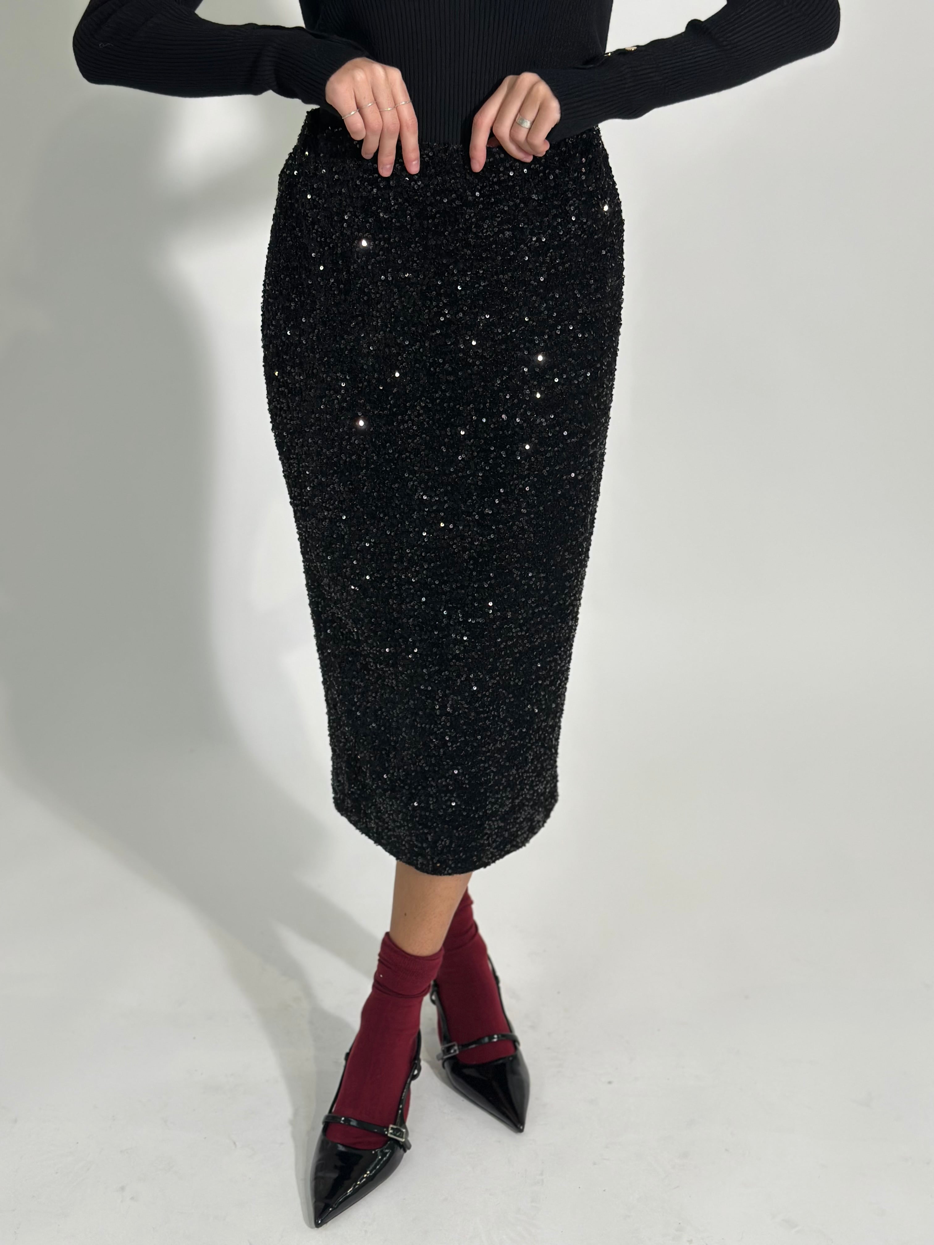 Gonna paillettes 69523 NERO
