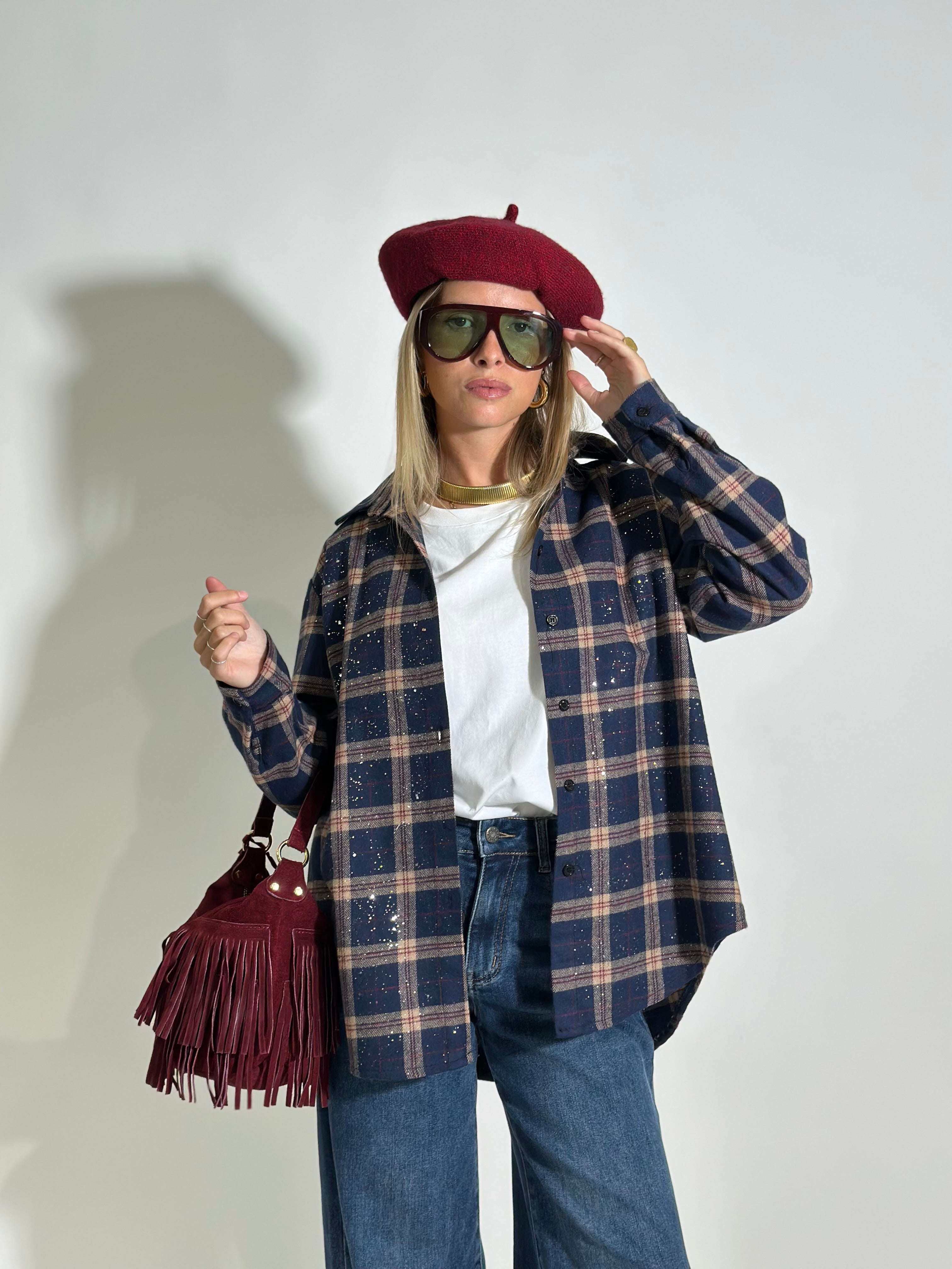 Camicia quadri strass A35