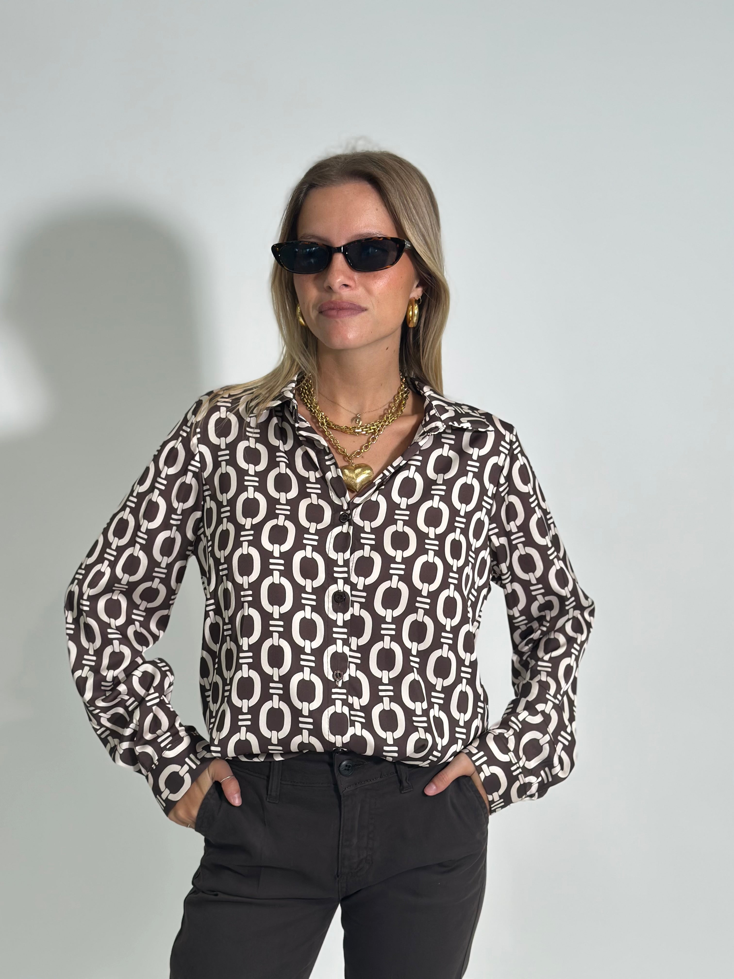 Camicia fantasia 24244 MARRONE