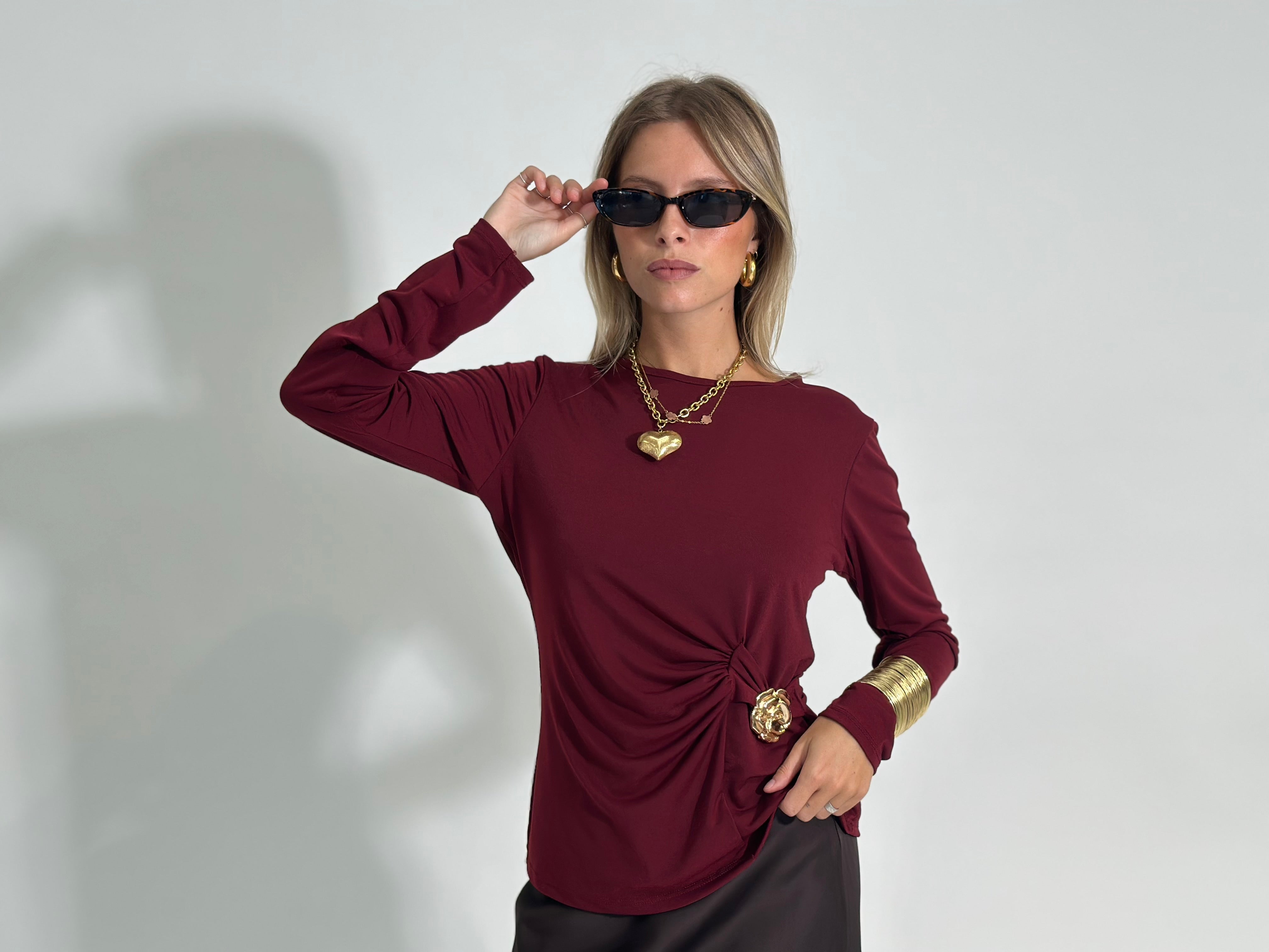 Maglia drappeggio 10367 BURGUNDY