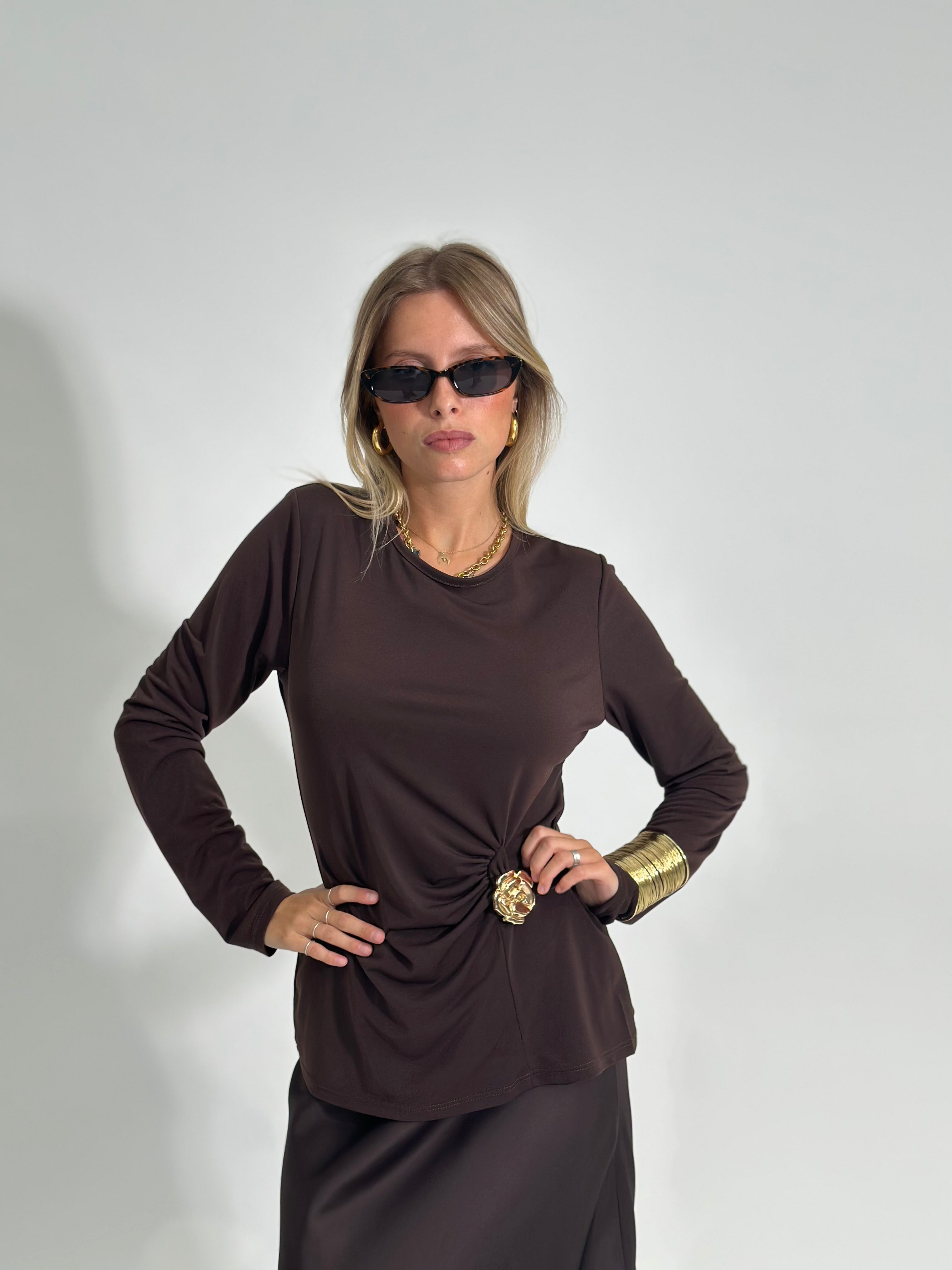 Maglia drappeggio 10367 MARRONE