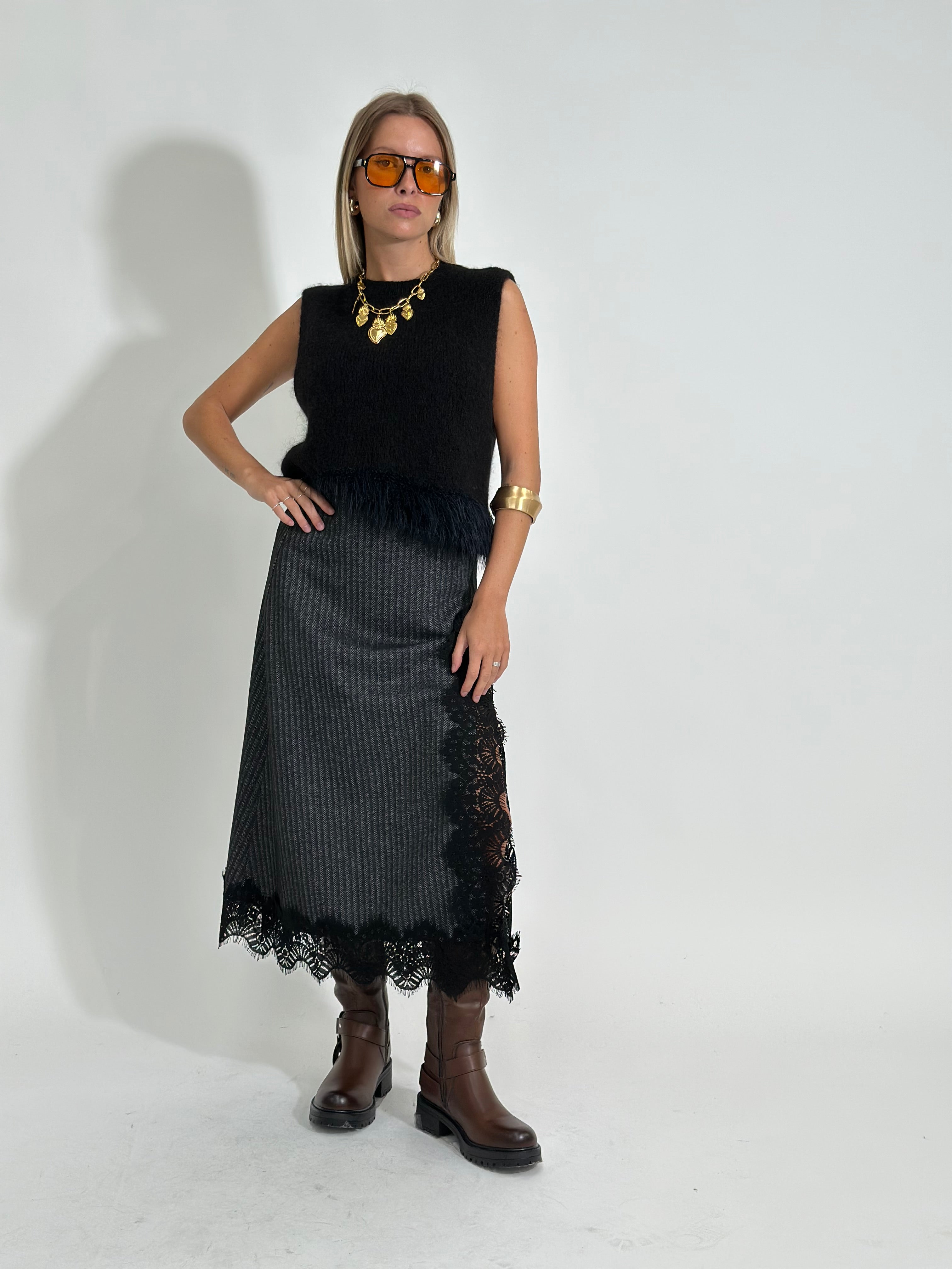 Gonna longuette pizzo 0158