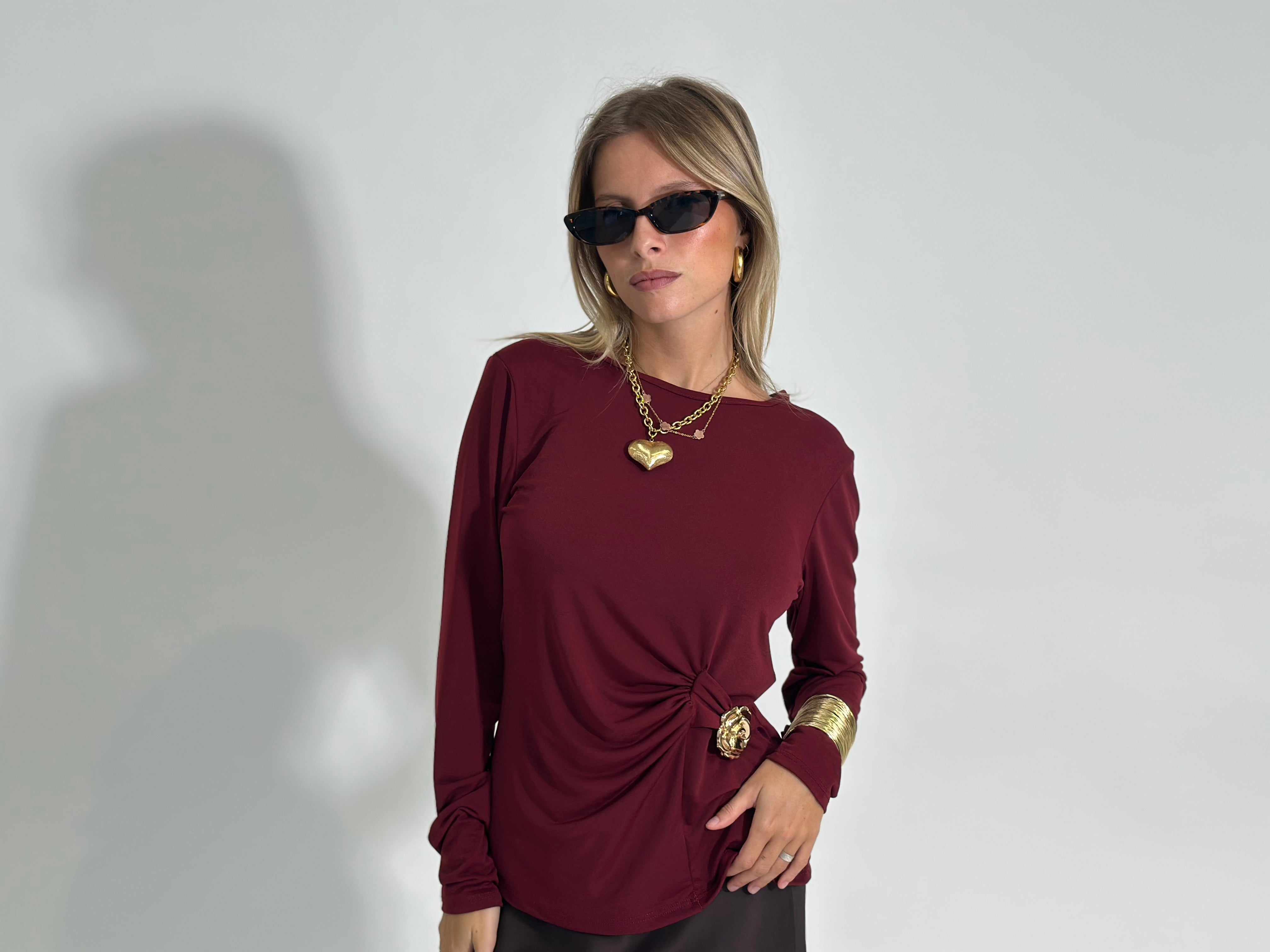 Maglia drappeggio 10367 BURGUNDY