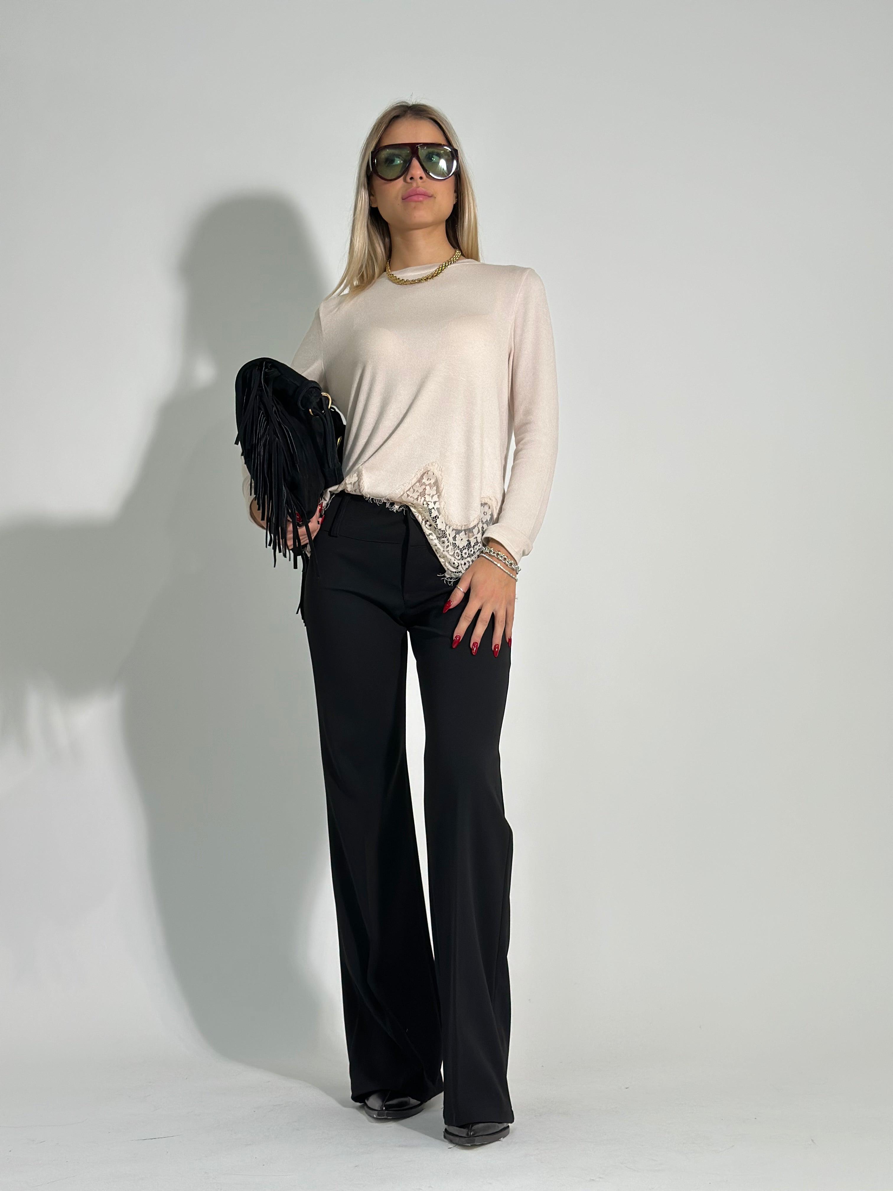 Pantalone flare 80 NERO