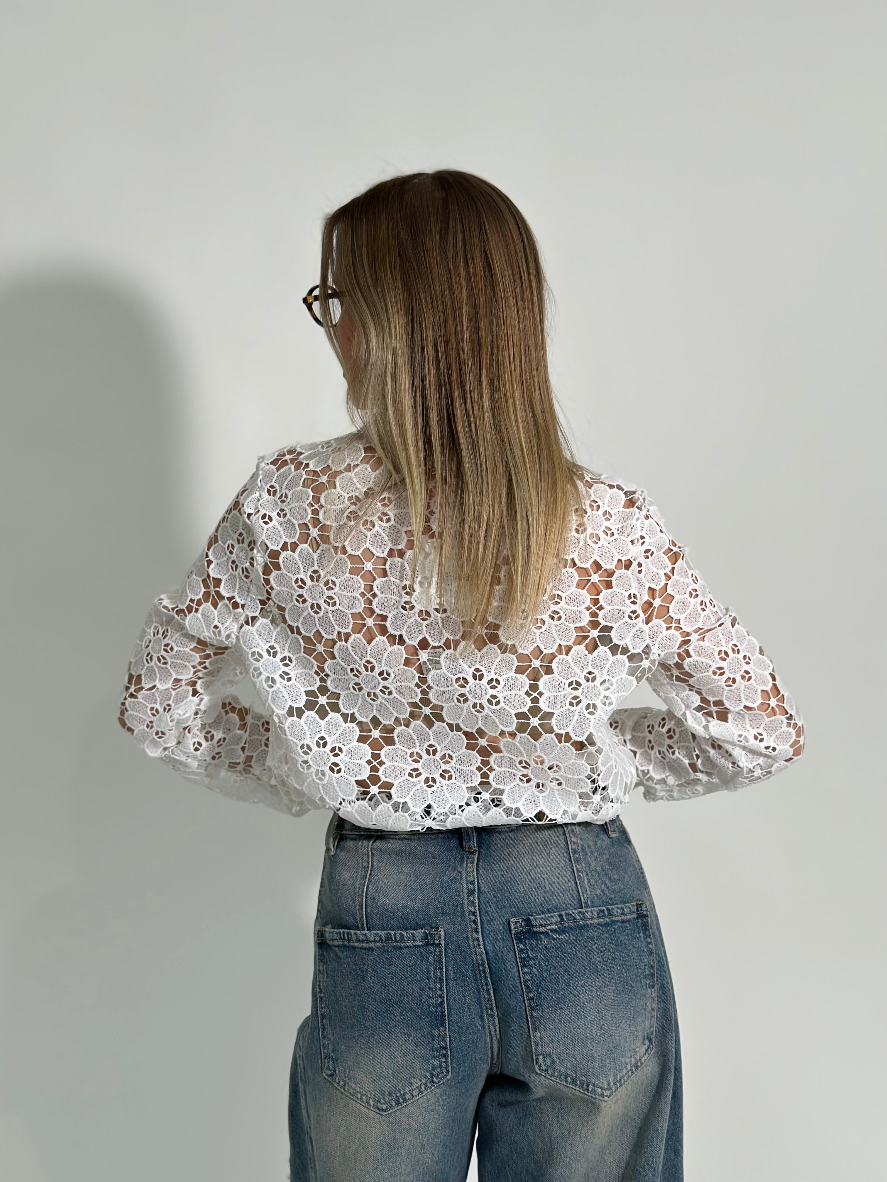 Camicia macramè fiori 18002