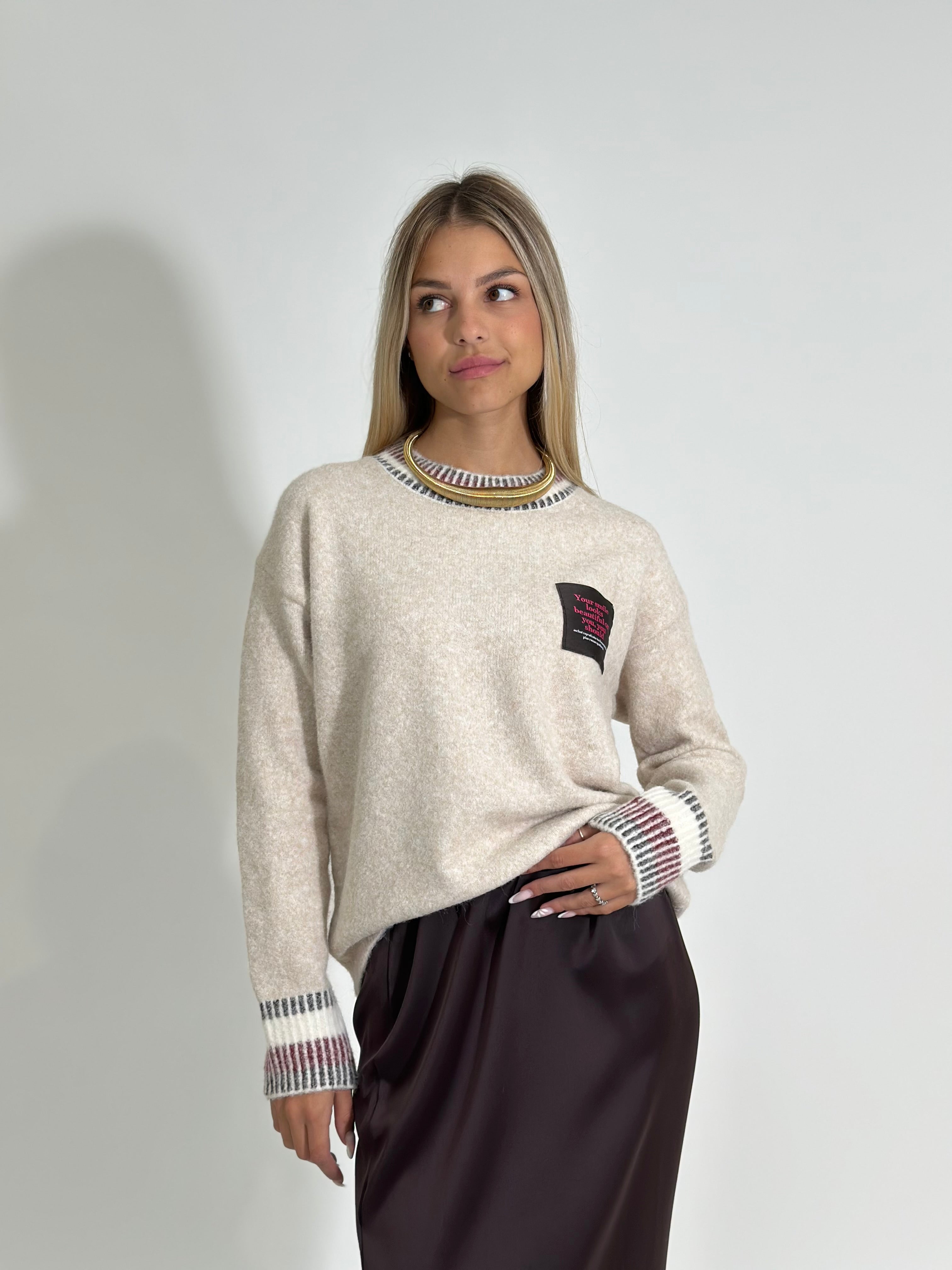 Maglia soft intarsio 4982526 BEIGE