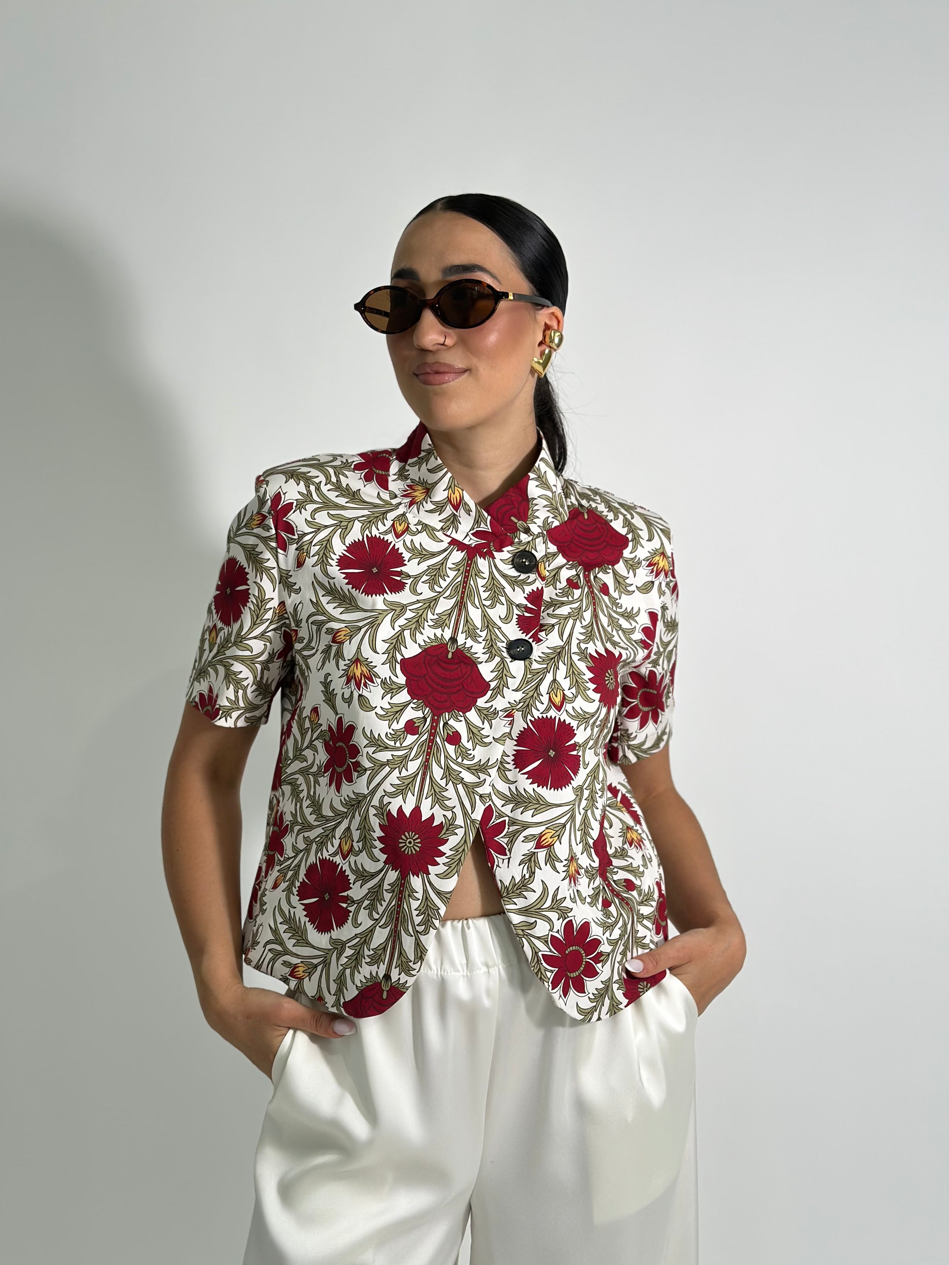 Giacca bottone fiori 6505