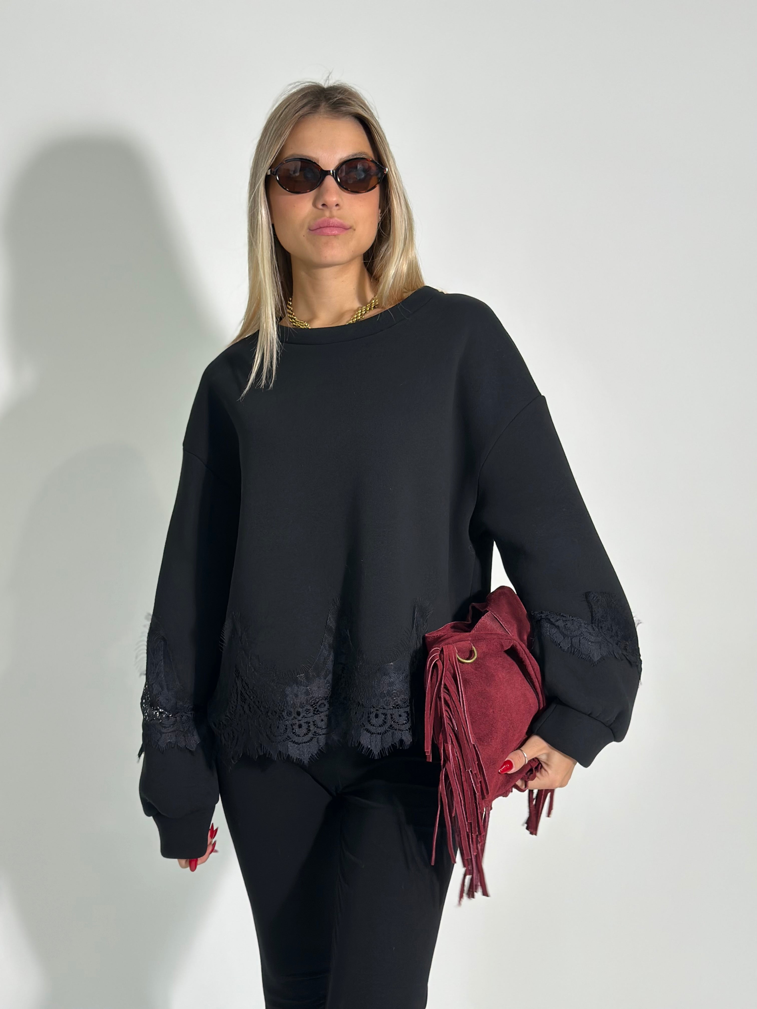 Felpa pizzo 9713 NERO