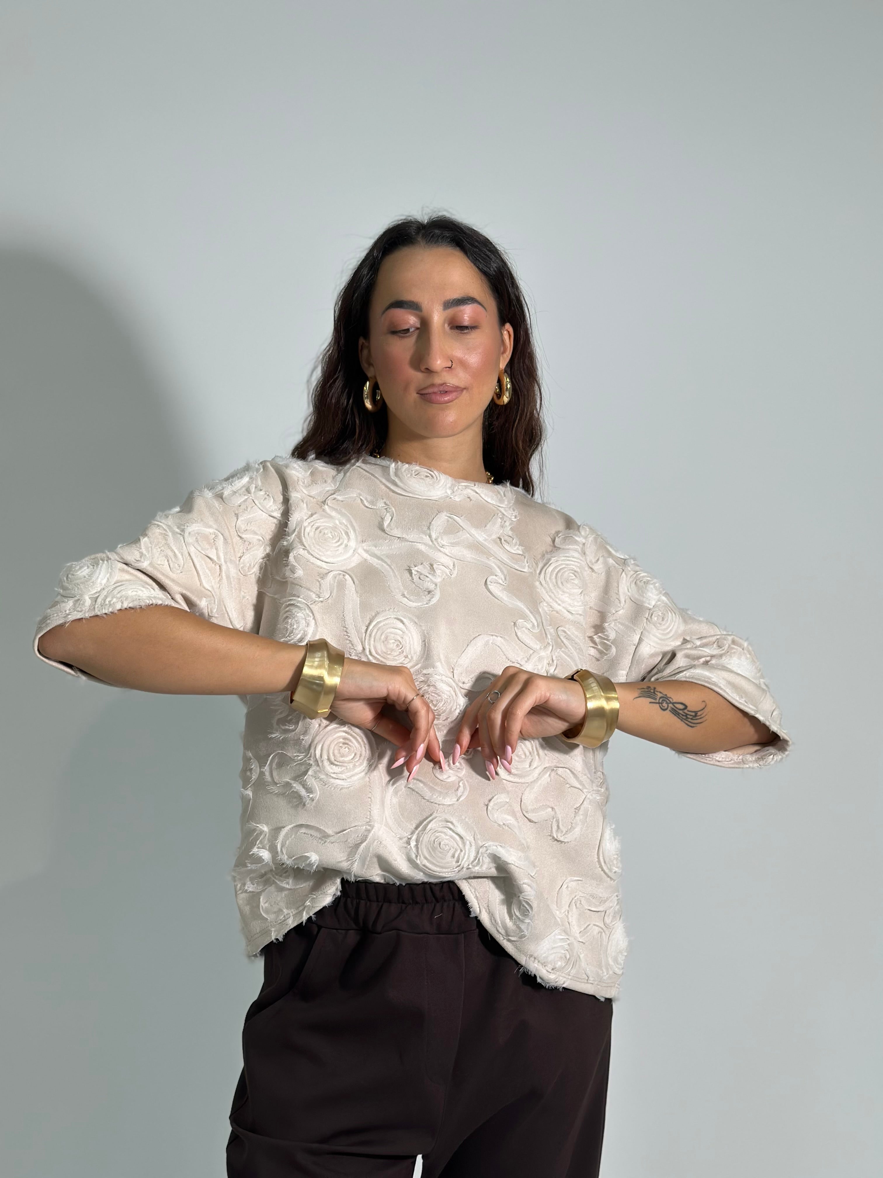 Maglia rose L5126 PANNA