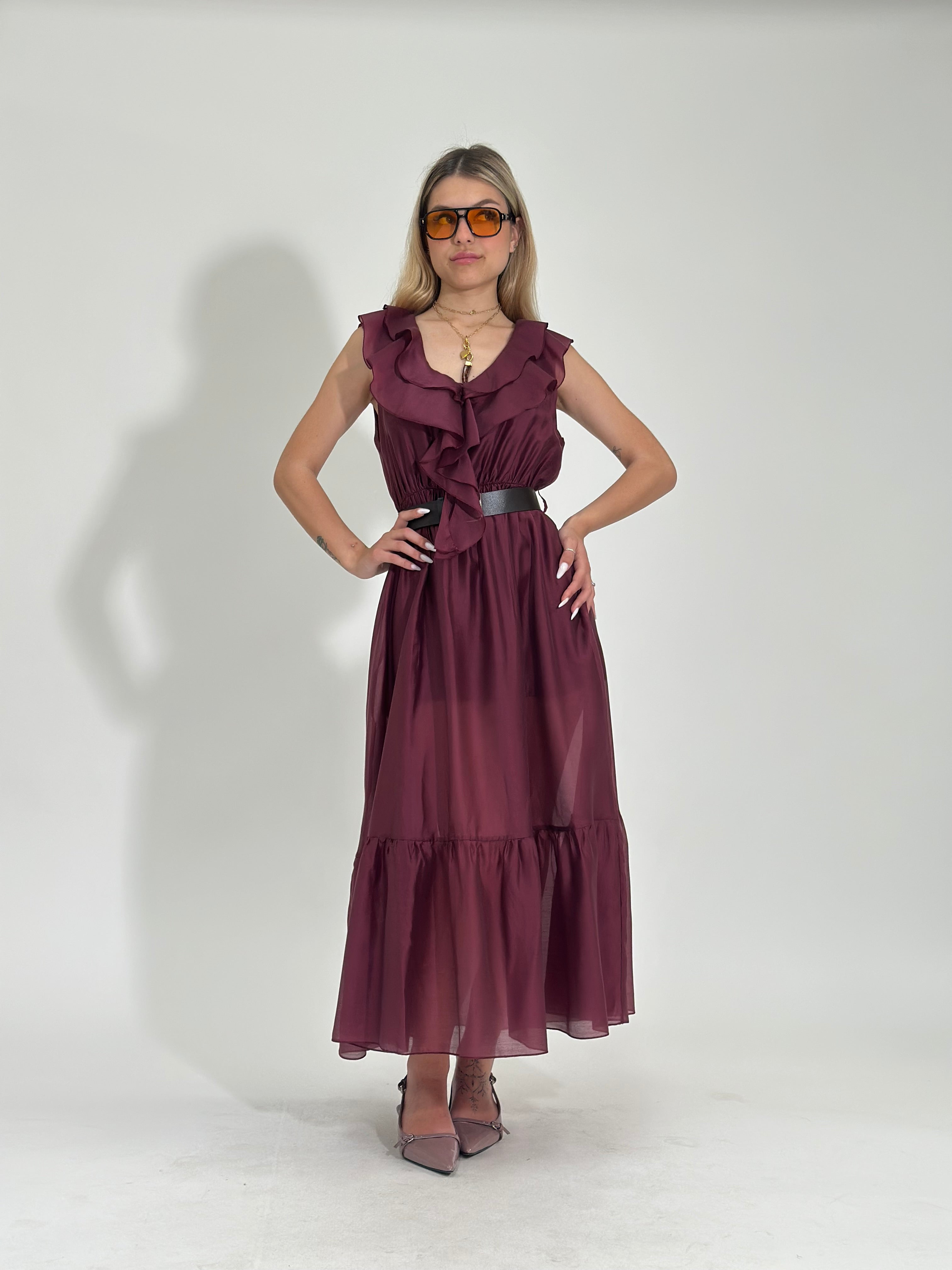 Abito tencel 27368 BORDO'