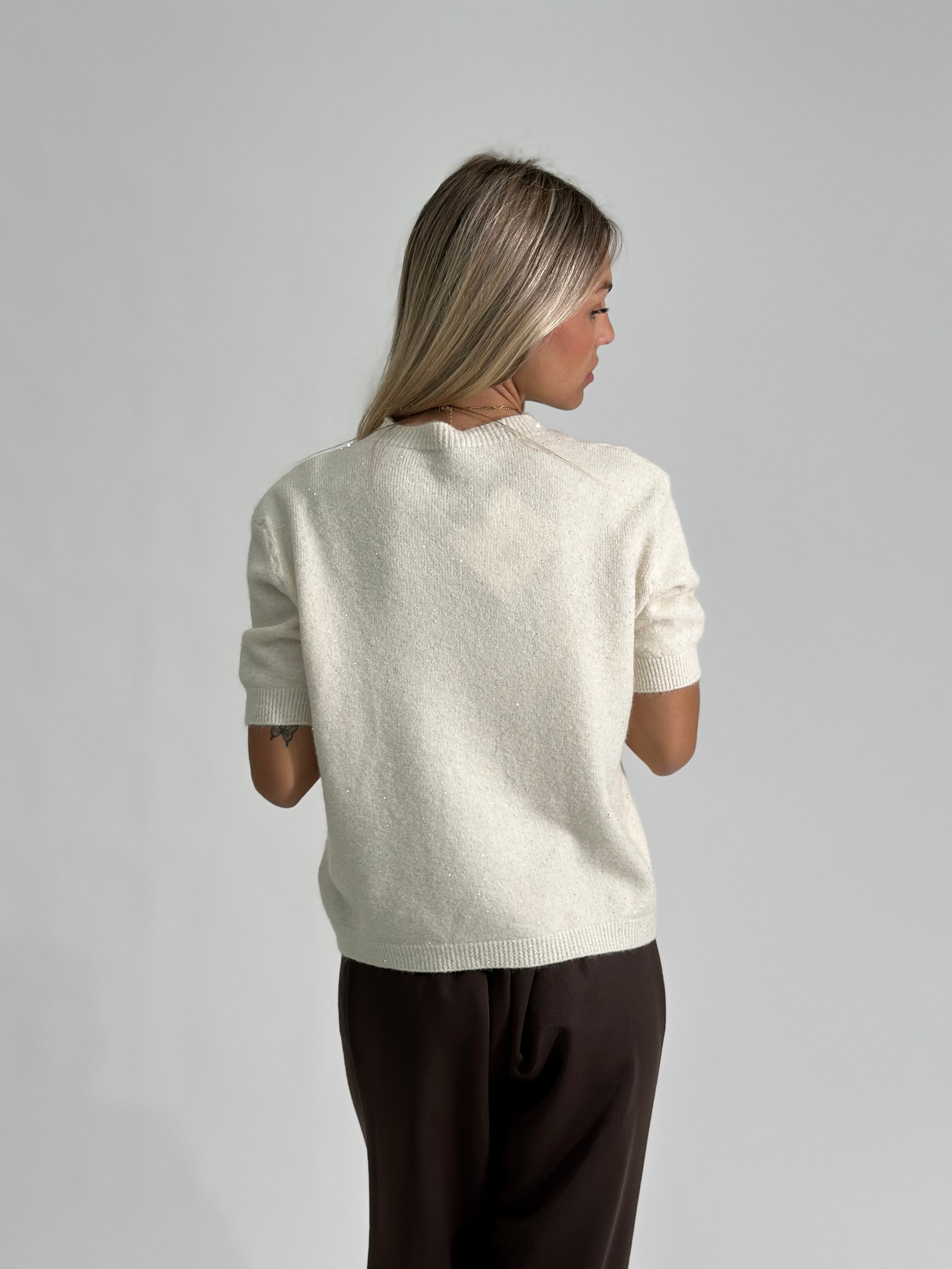 Maglia paillettes 25752 PANNA