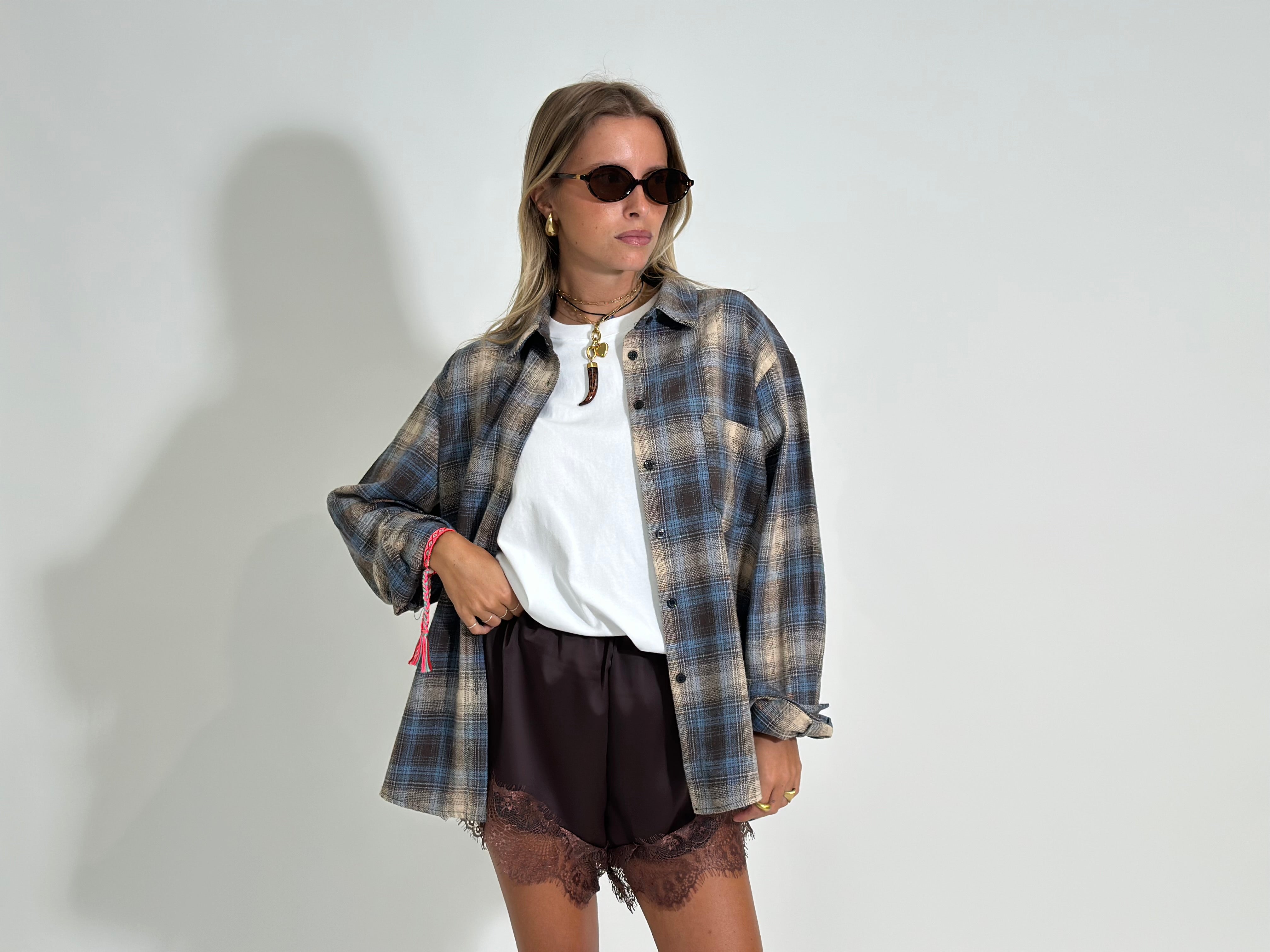 Camicia madras 2735 AZZURRO
