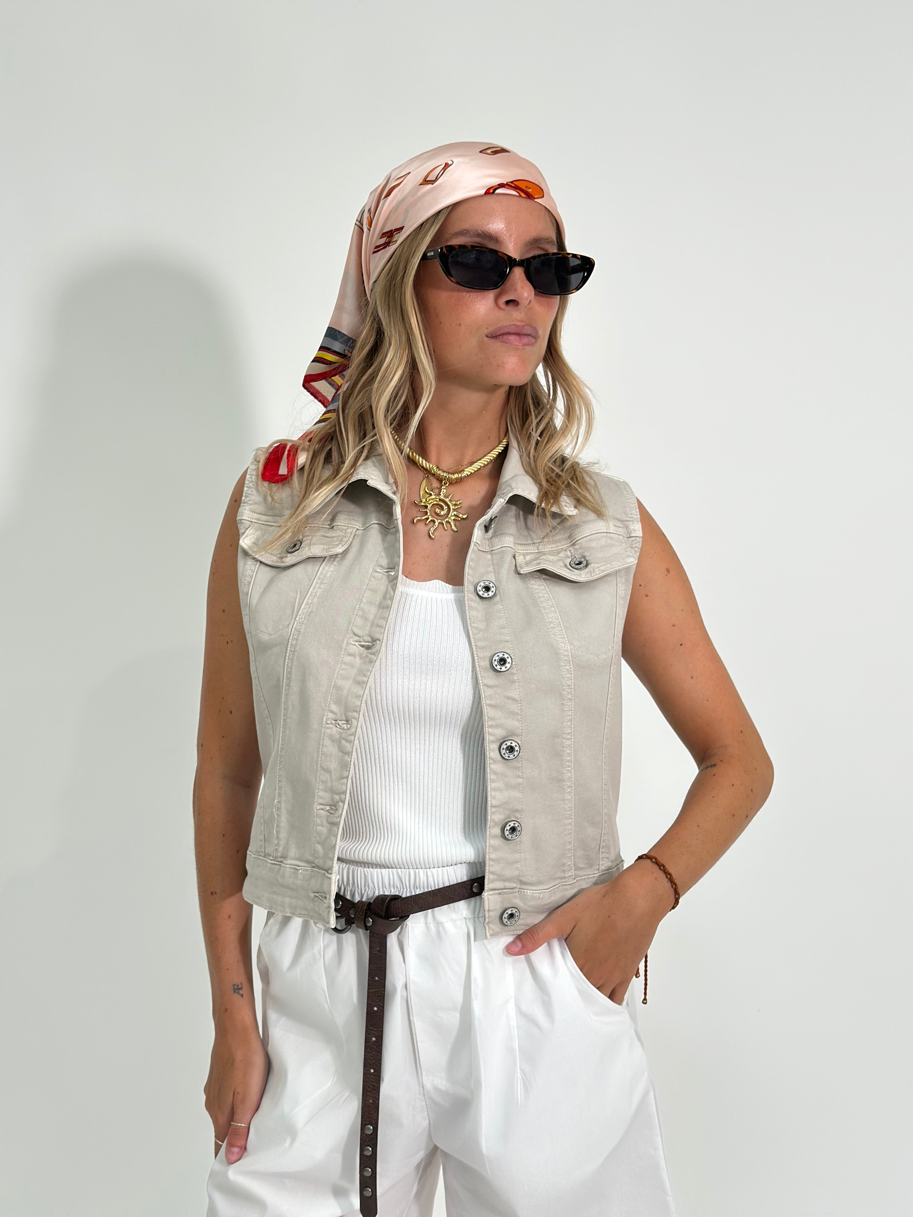 Gilet denim 9609-ECRU'