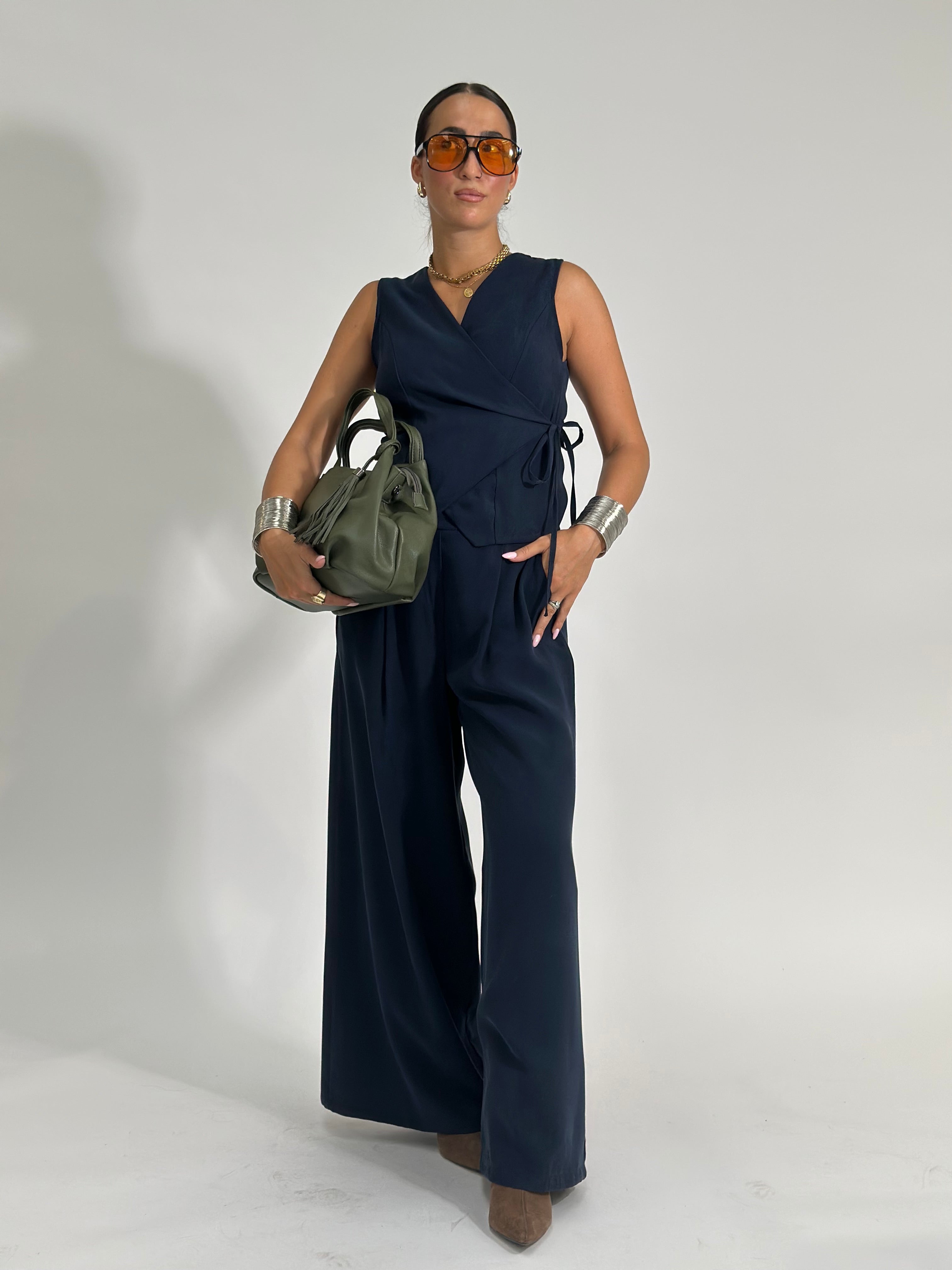Completo gilet cupro L3917 BLU