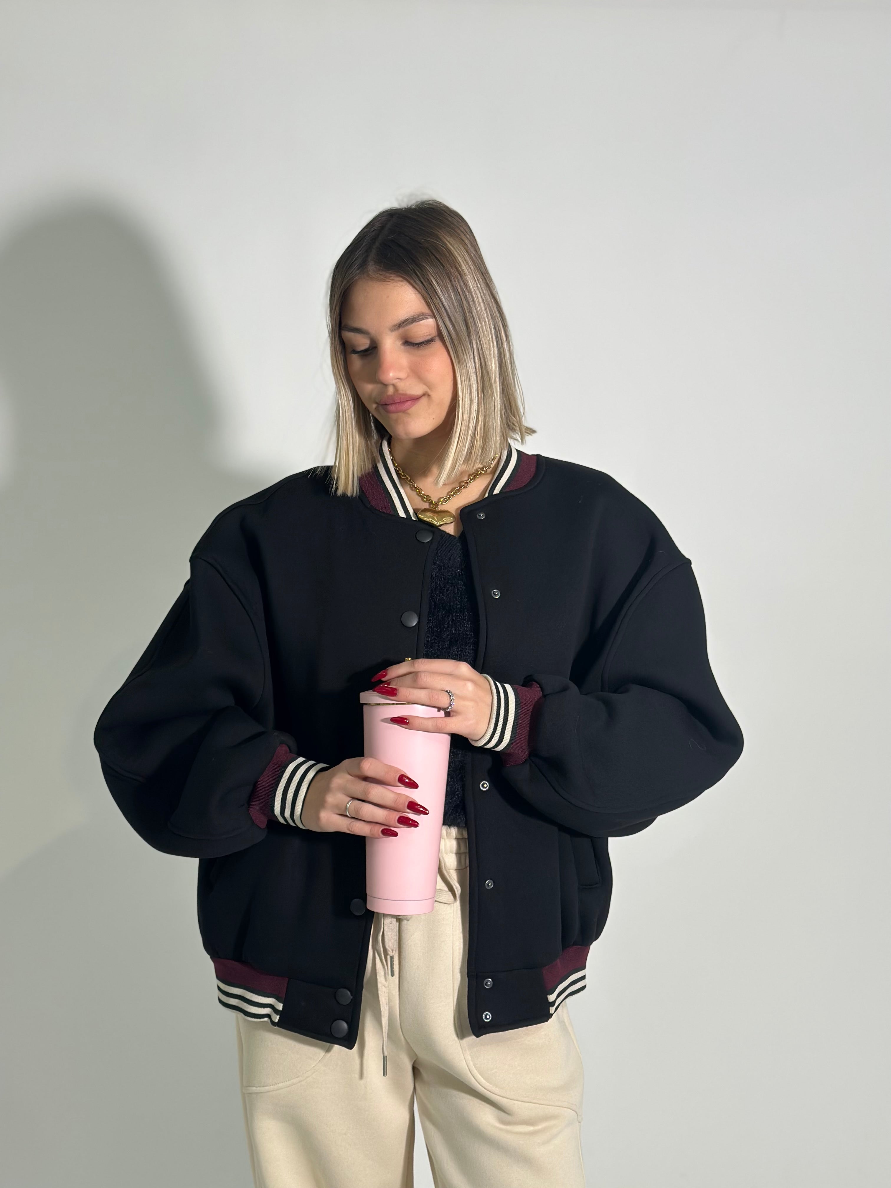 Giacca bomber felpata 3843 NERO