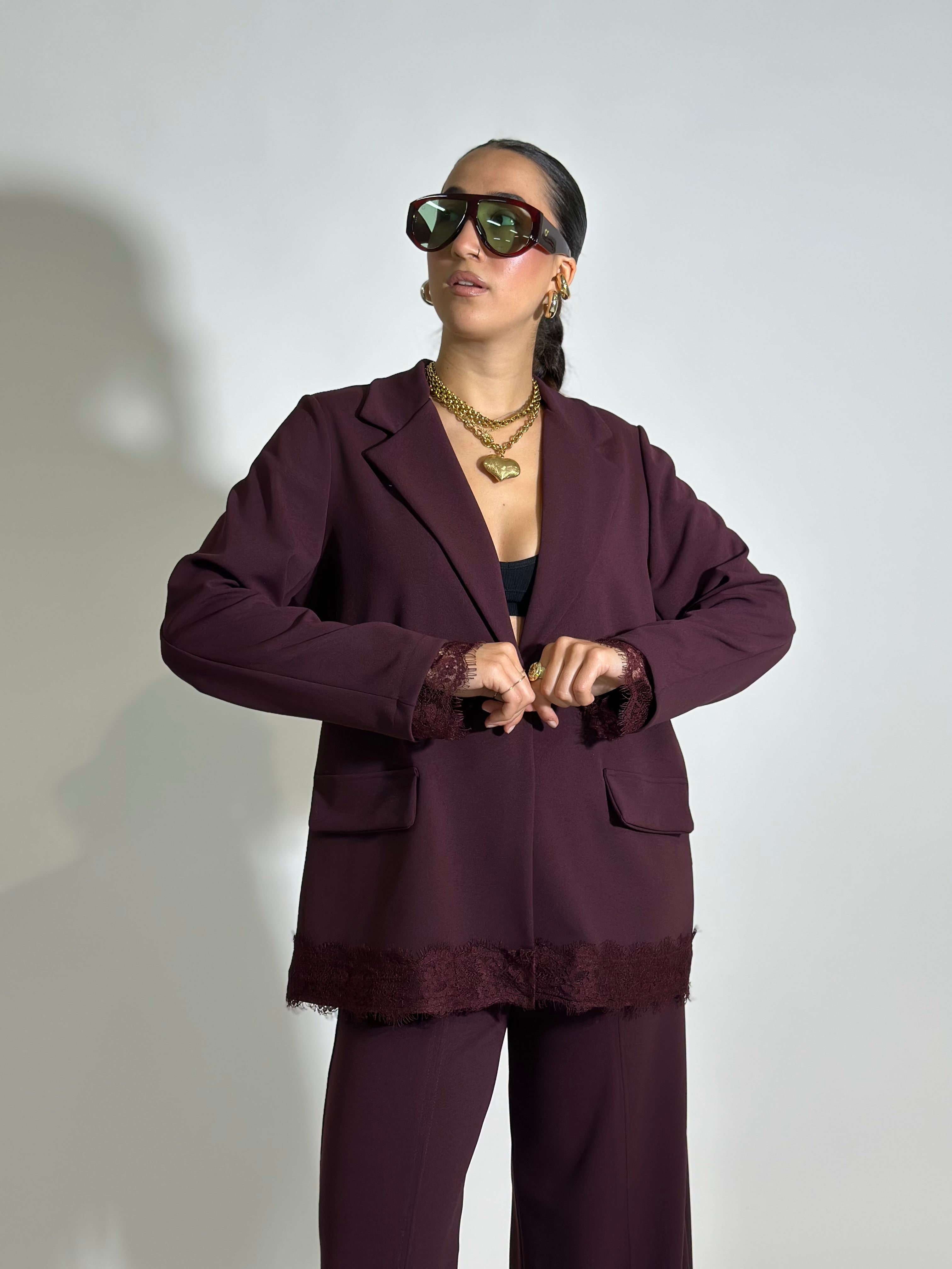 Completo crep pizzo 5579 BURGUNDY