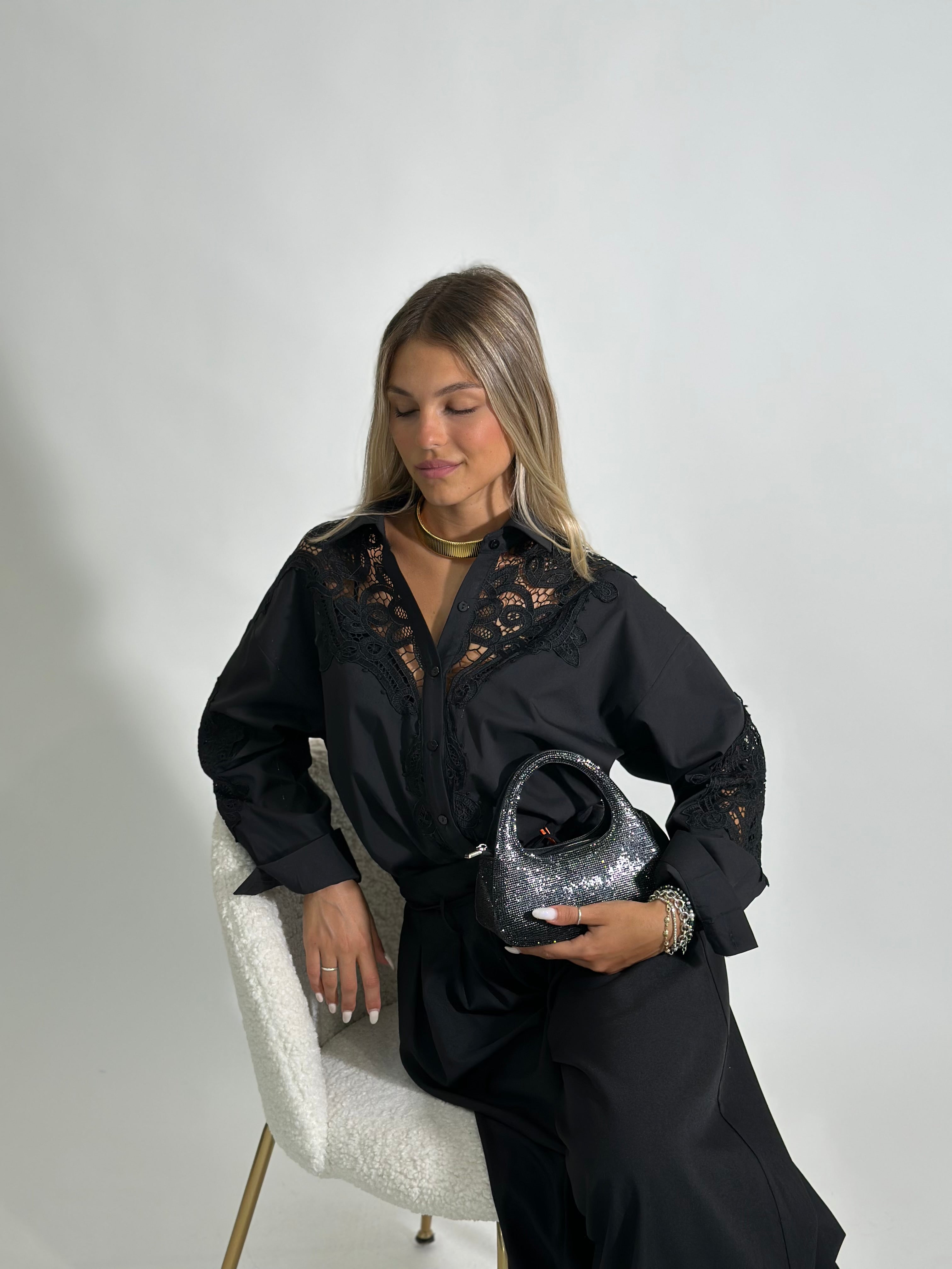 Camicia pizzo H2264 NERO