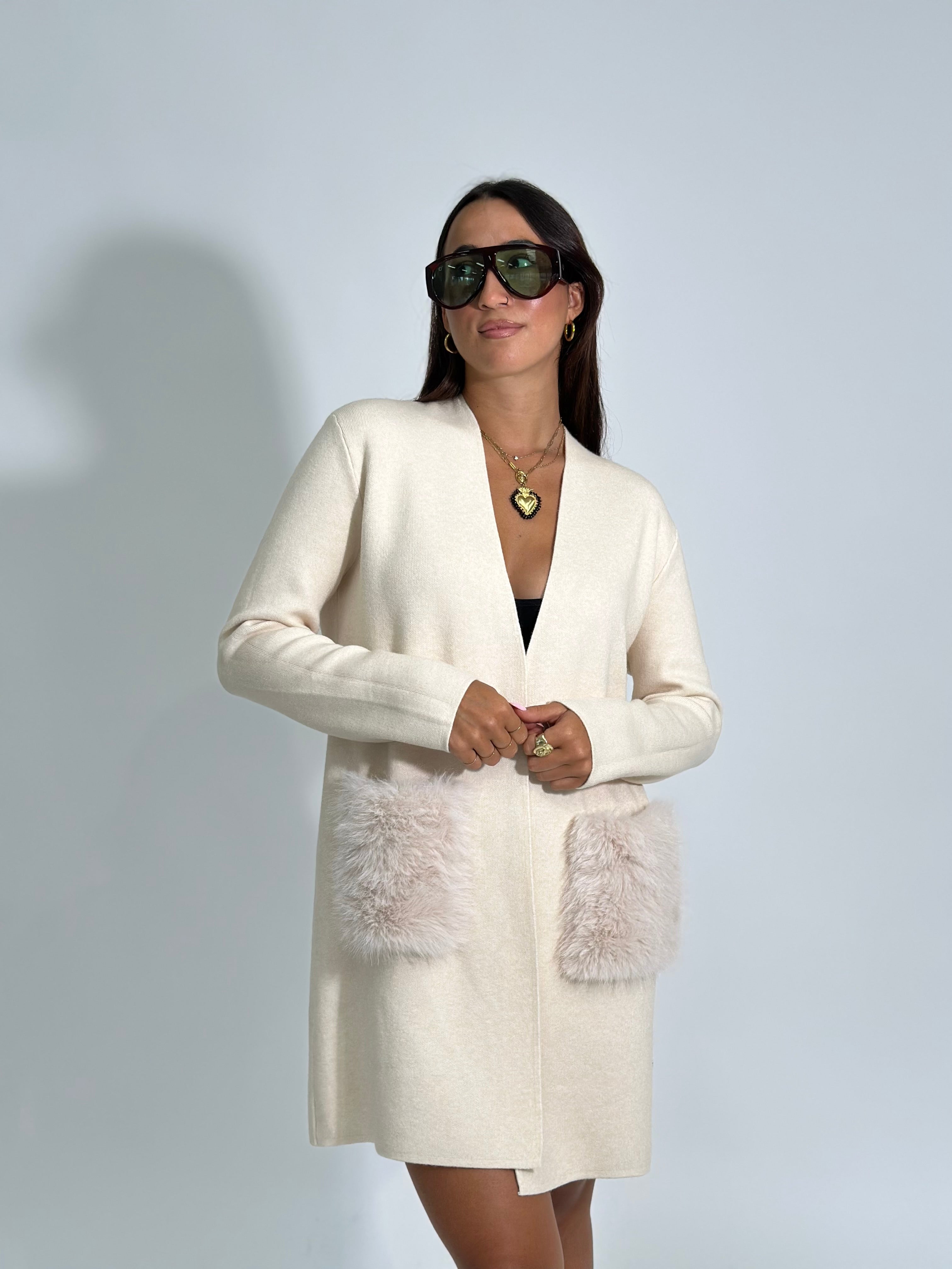 Cardigan tasche 60669 PANNA