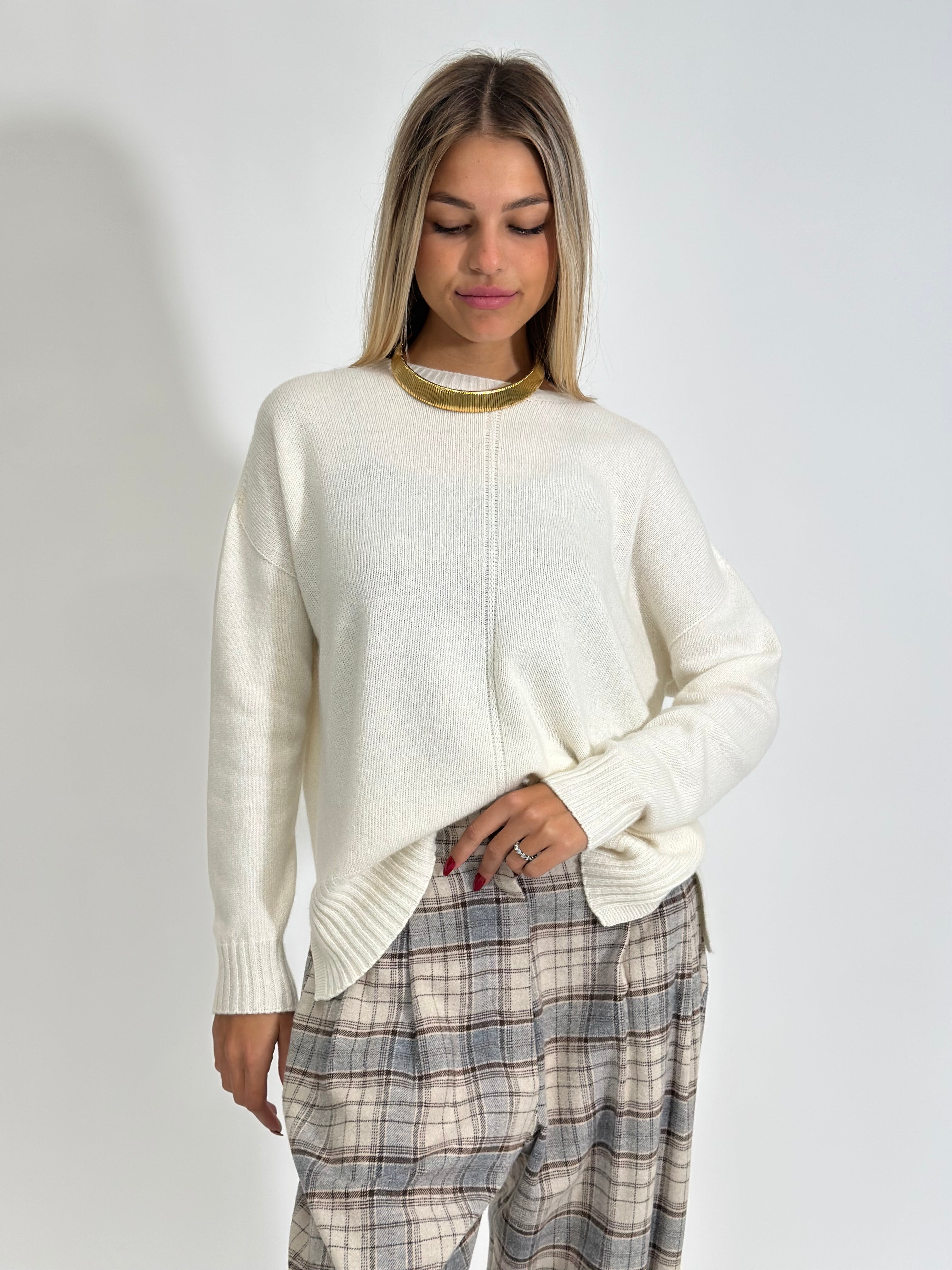 Maglia Cashmere Blend 6616 PANNA