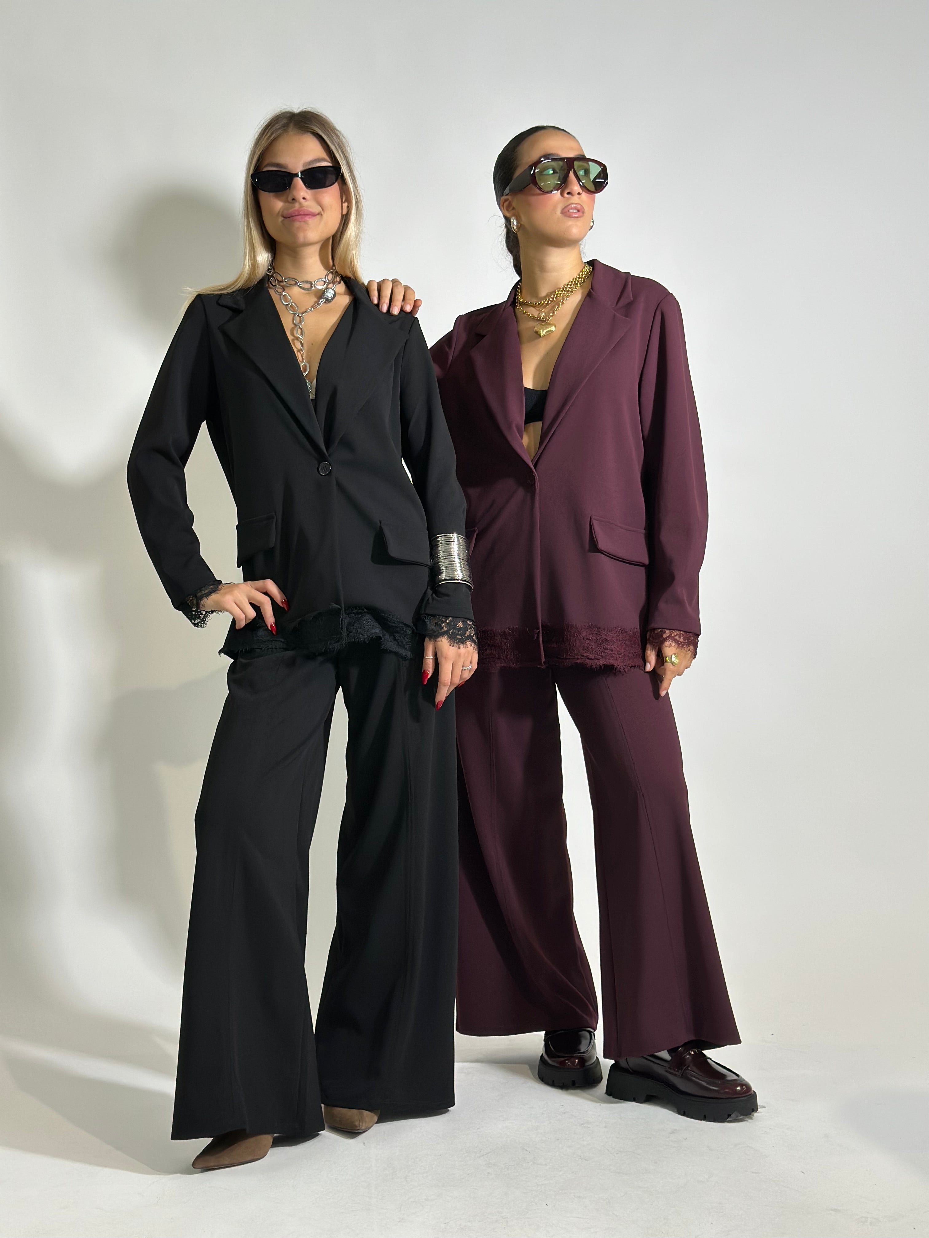 Completo crep pizzo 5579 BURGUNDY