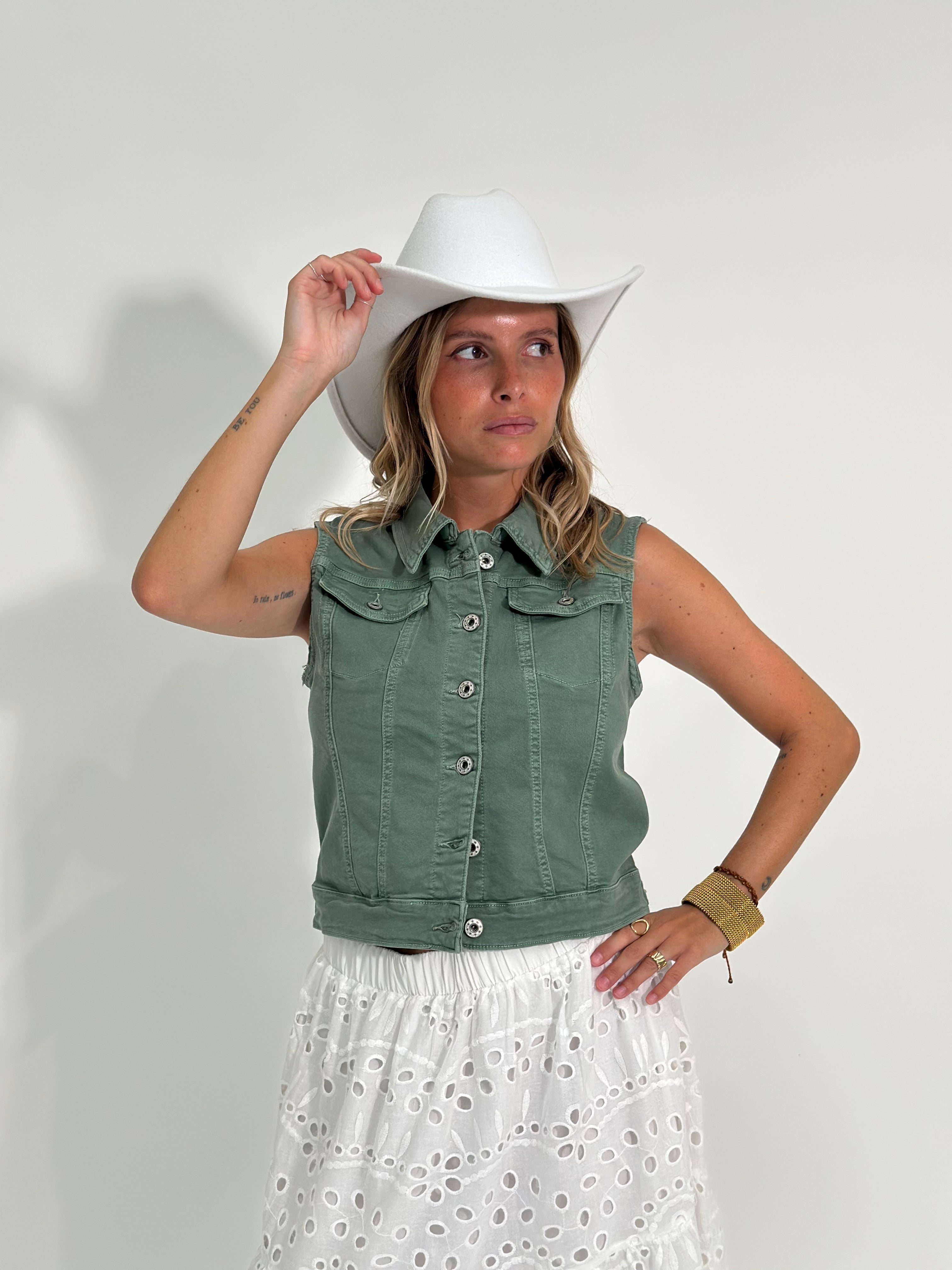 Gilet denim 9609-VERDE