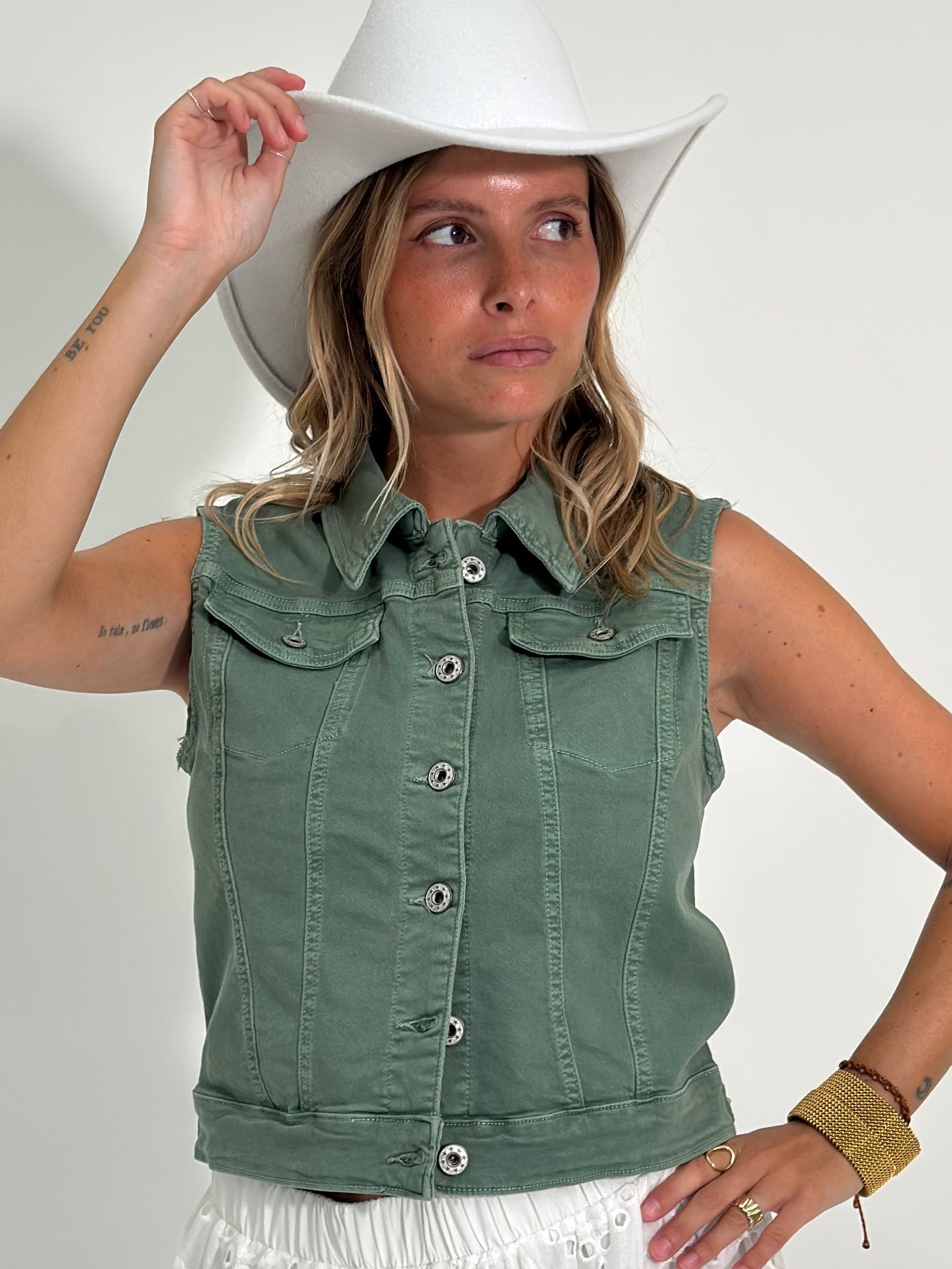Gilet denim 9609-VERDE