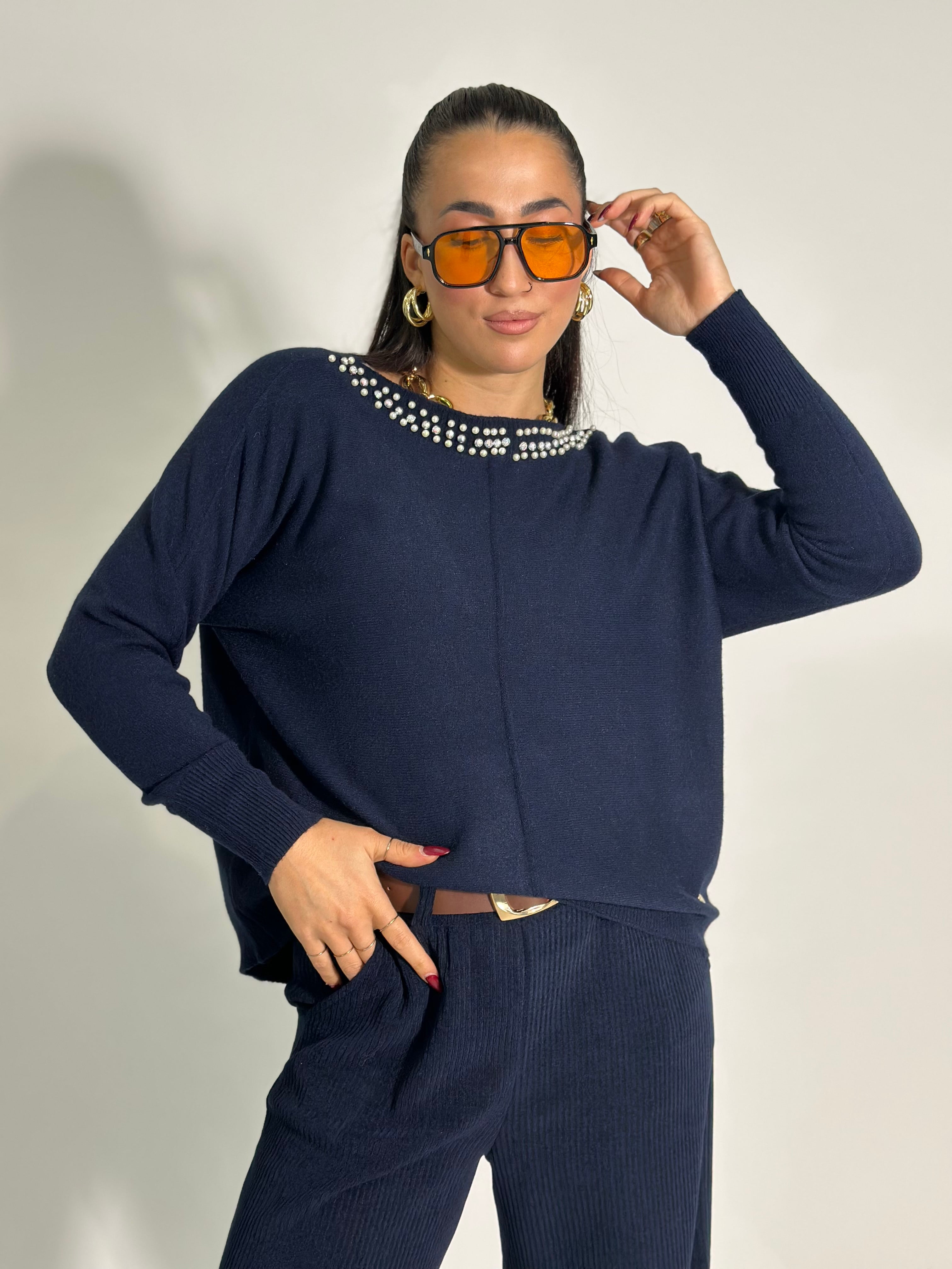 Maglia collo perle 60628 3+1 OMAGGIO