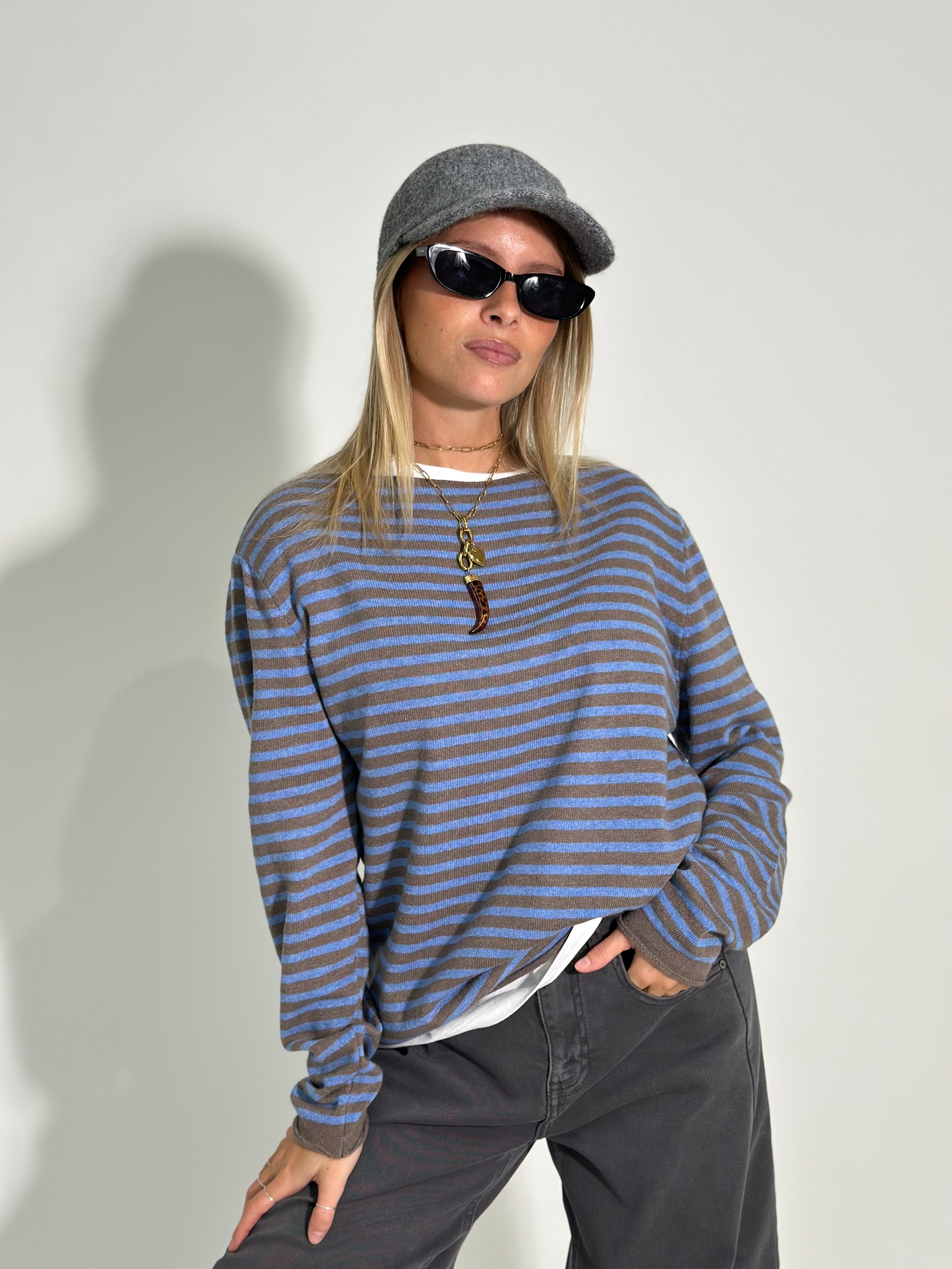 Maglia cashmere blend 6631 AZZURRO-1