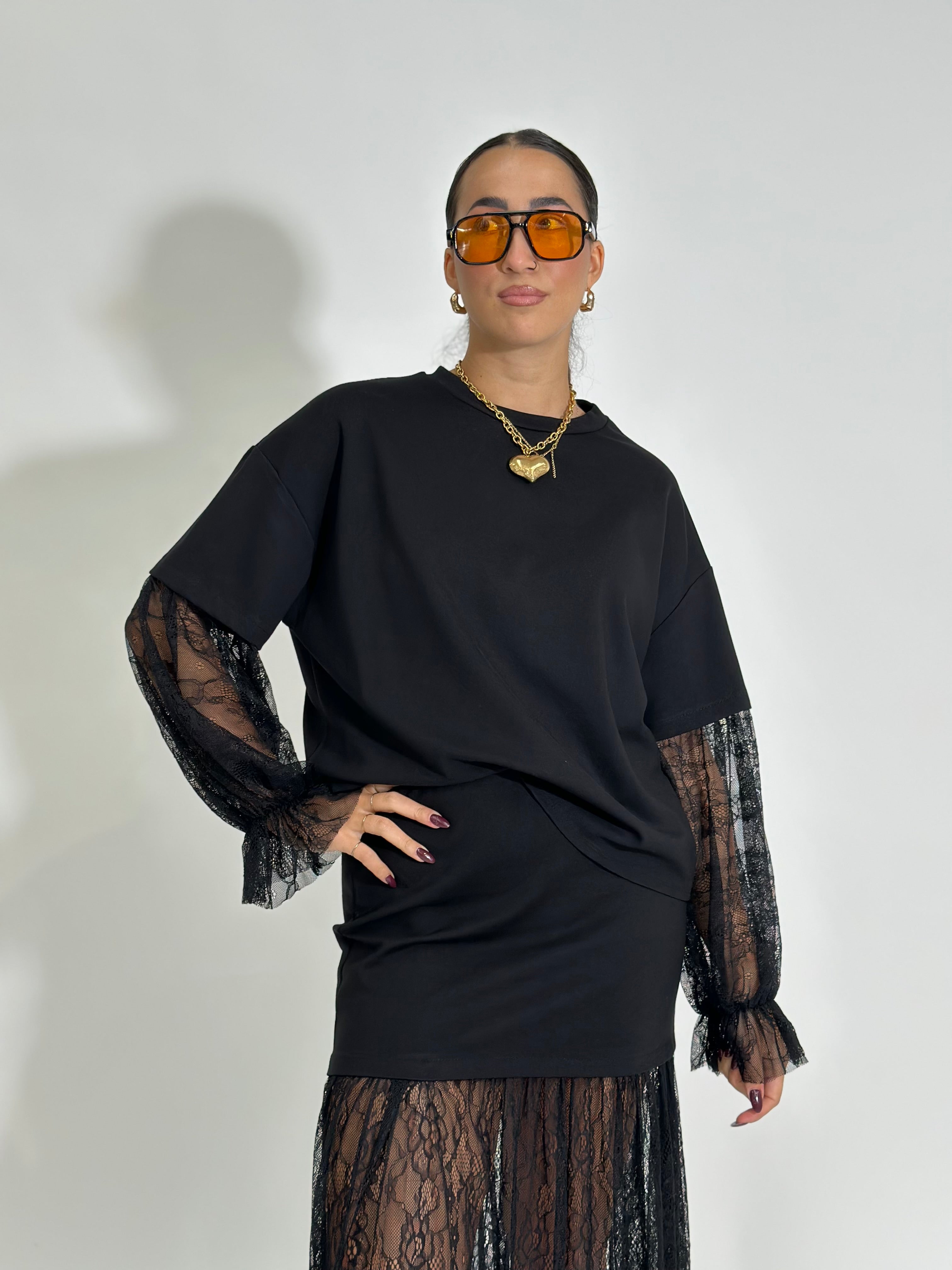 Maglia twin pizzo 55726 NERO