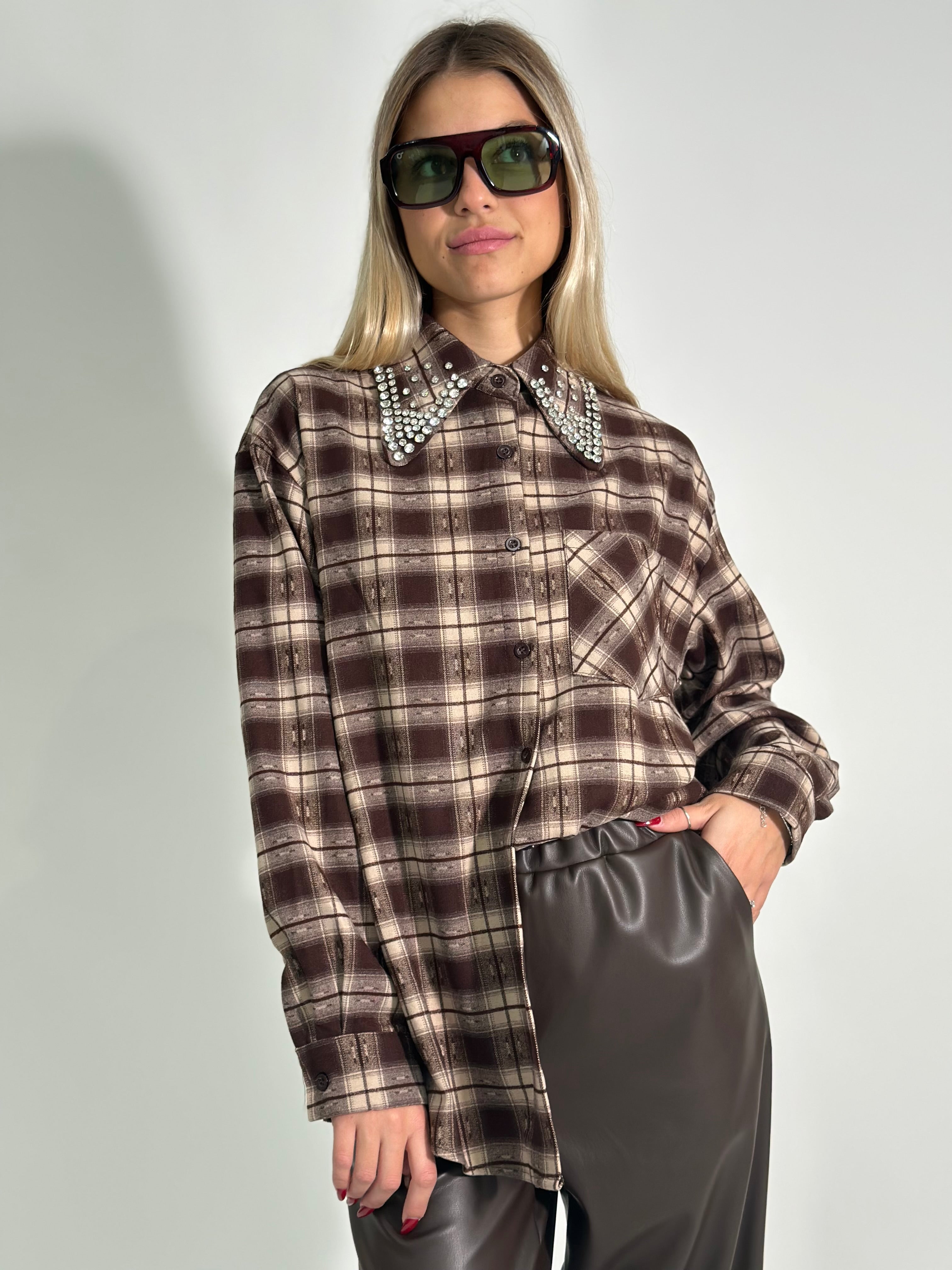 Camicia collo cristalli 2531 MORO