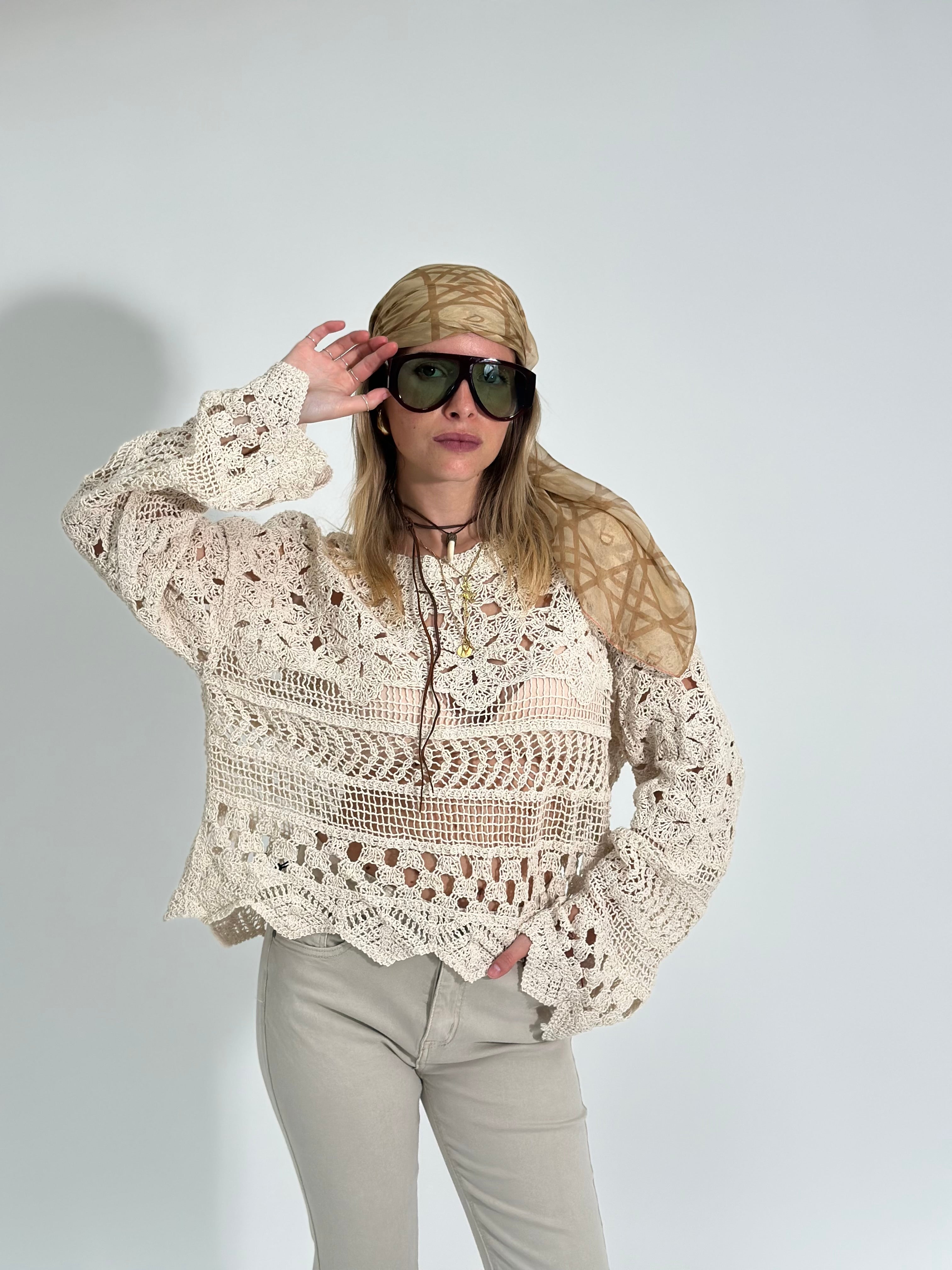 Maglia crochet ZS28087 BEIGE