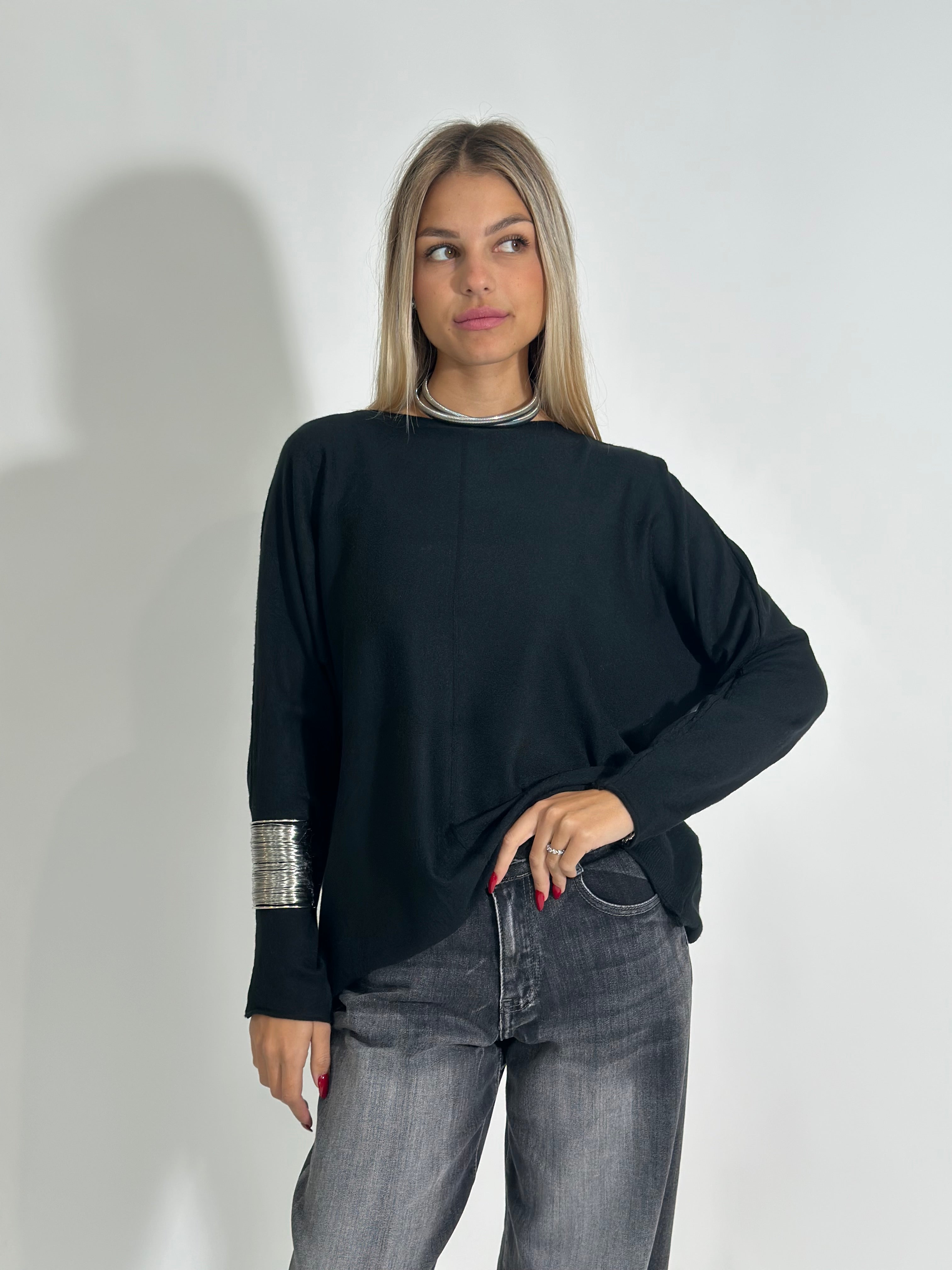Maglia treccina ZS3097 NERO