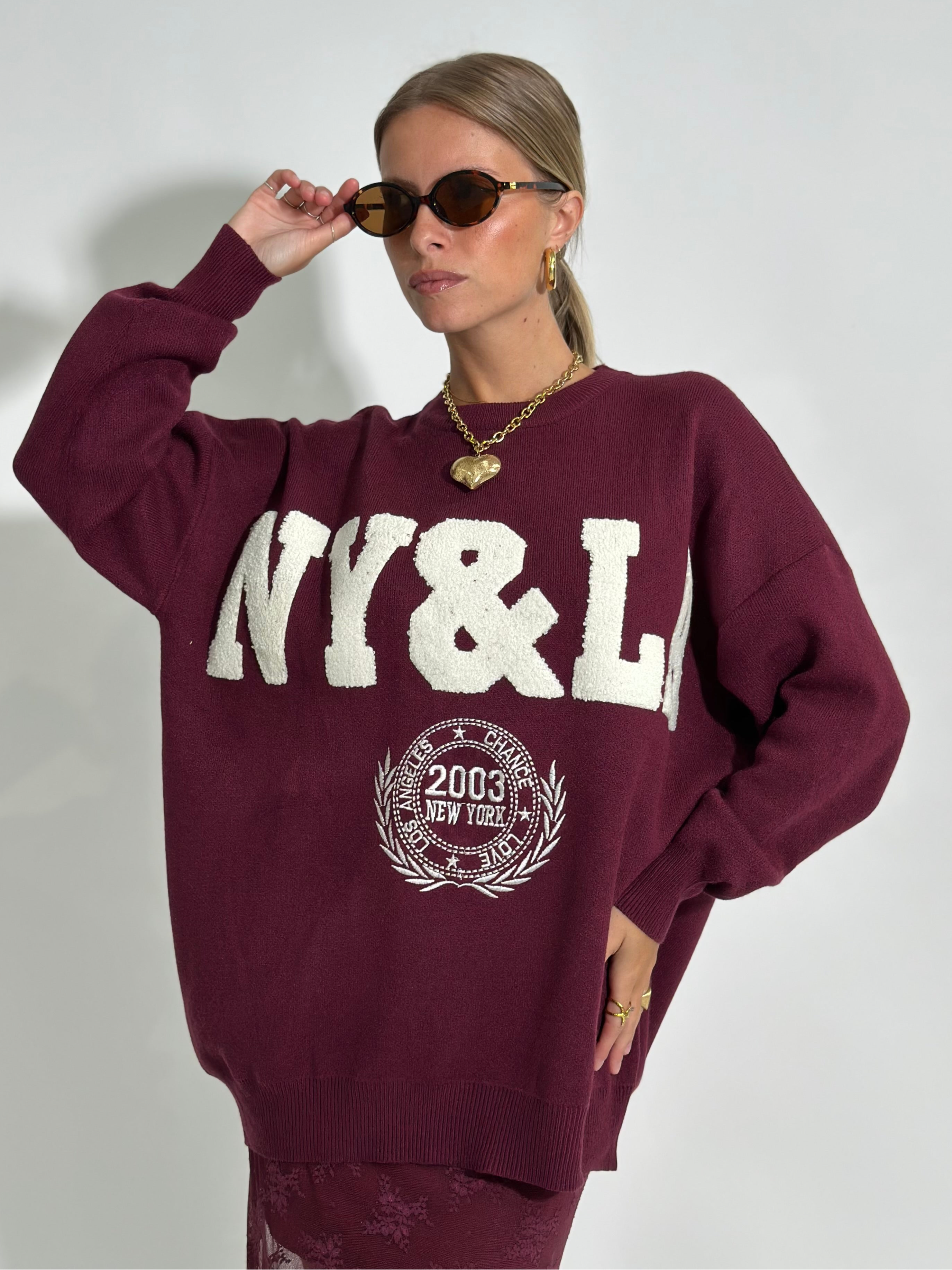 Maglia NY S11127 BORDO'
