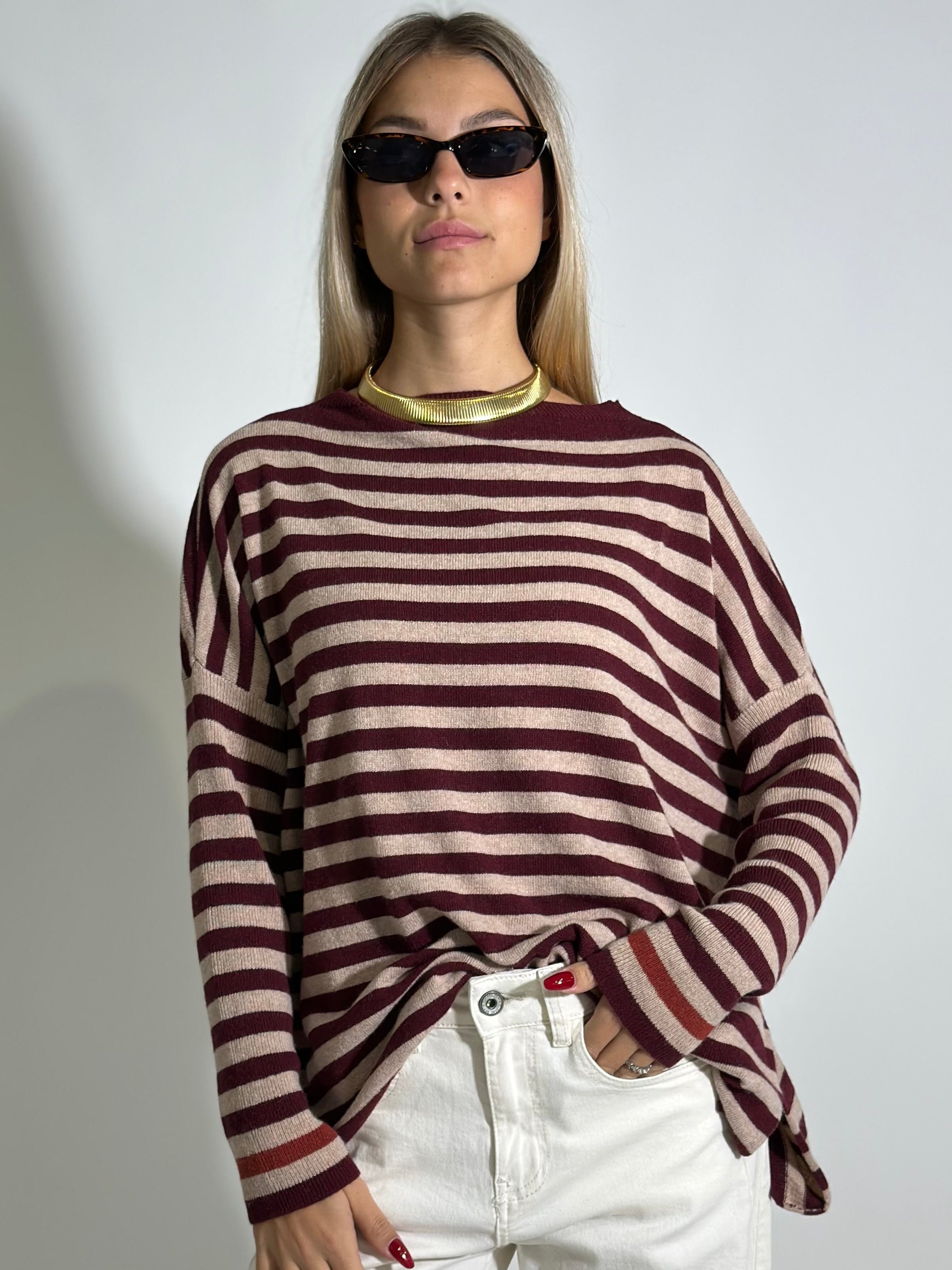 Maglia cashmere blend riga 10225 BURGUNDY