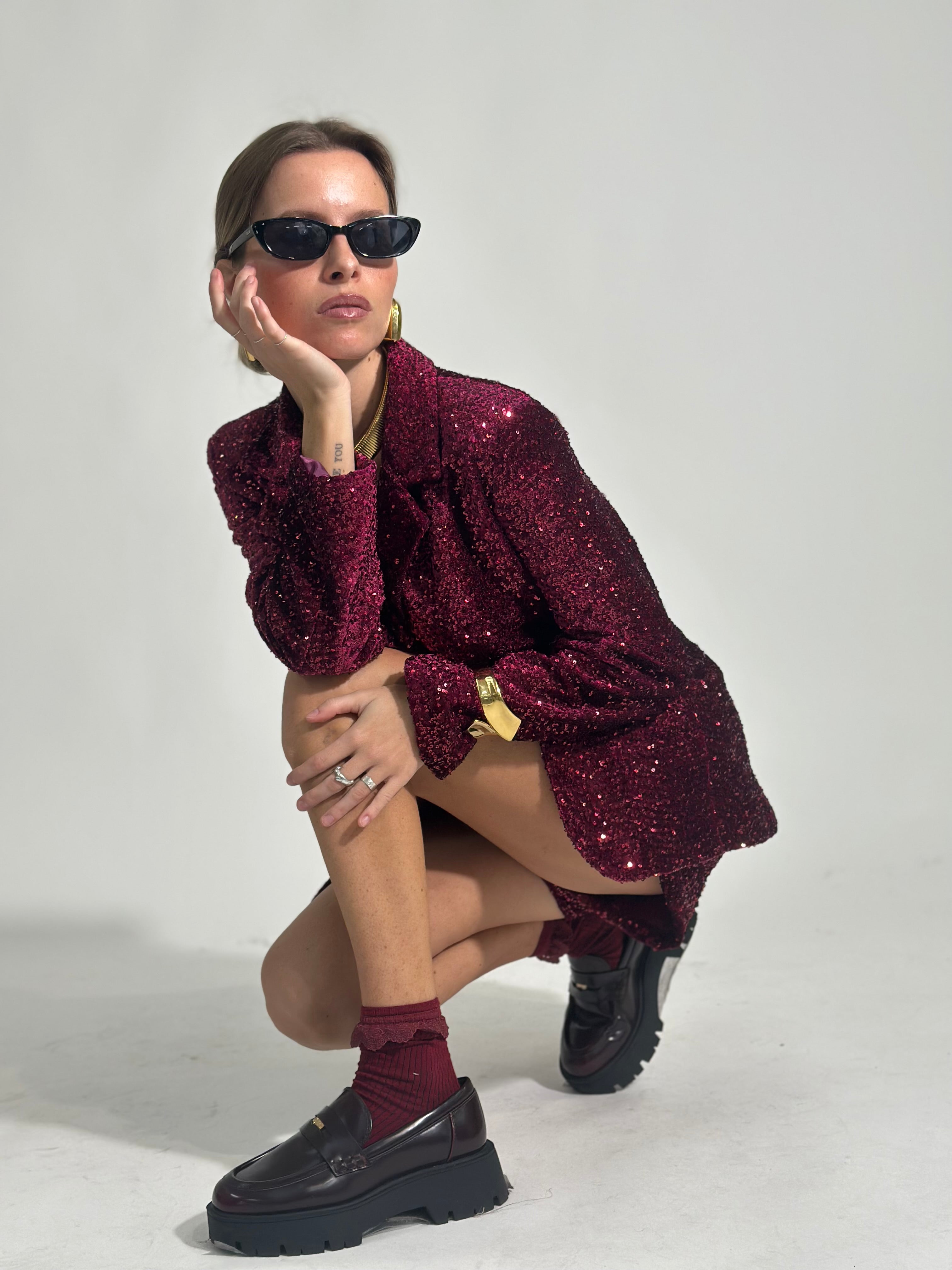 Giacca Paillettes 73024 BURGUNDY